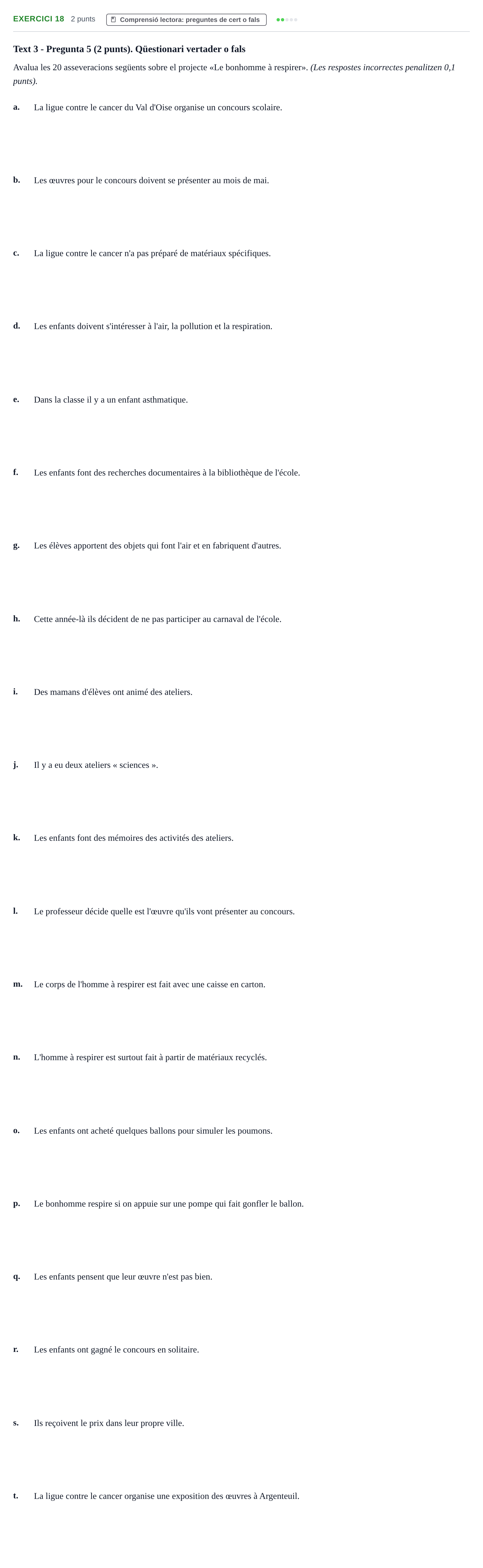 Enunciado: Problema 18 · Llenguatges i Contexts I i II UAB Exàmens de Llengua Francesa (Llenguatges i Contextos)