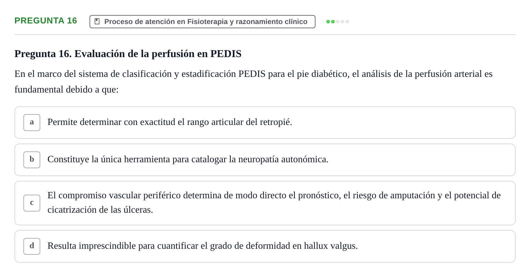 Enunciado: Pregunta 16