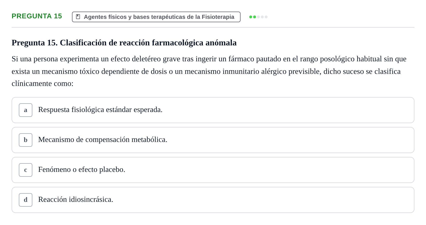 Enunciado: Pregunta 15