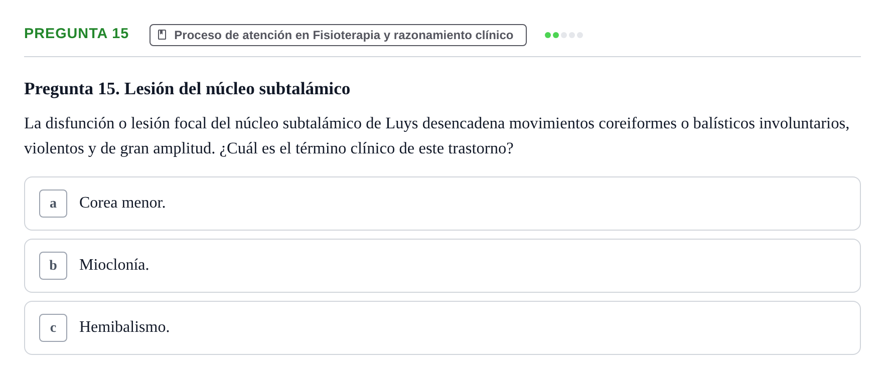 Enunciado: Pregunta 15
