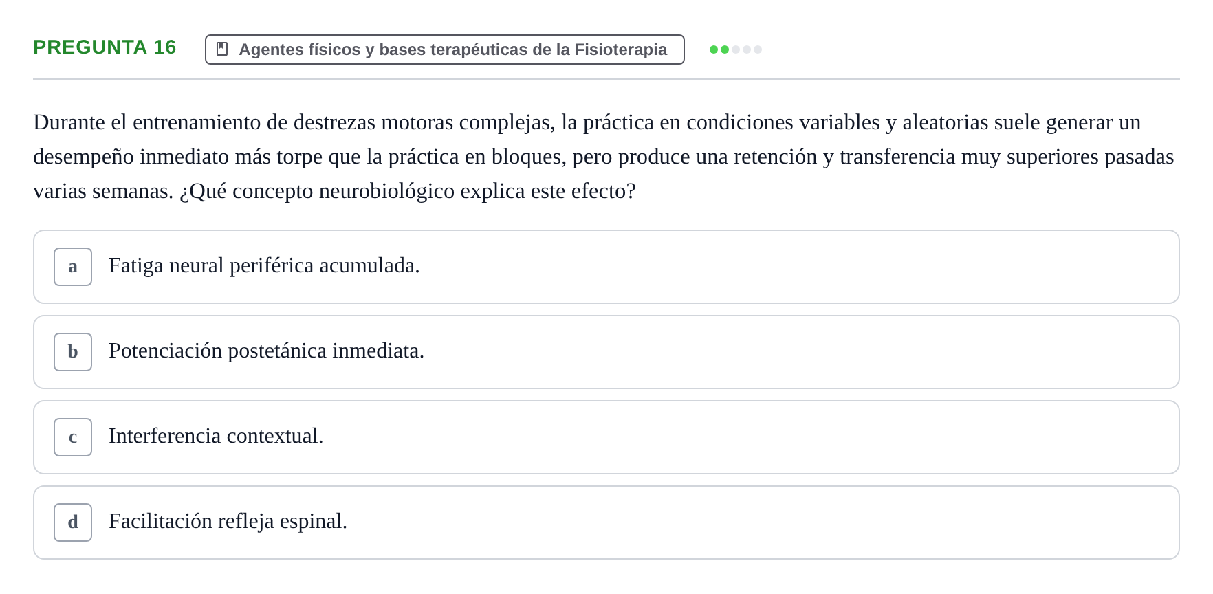 Enunciado: Pregunta 16