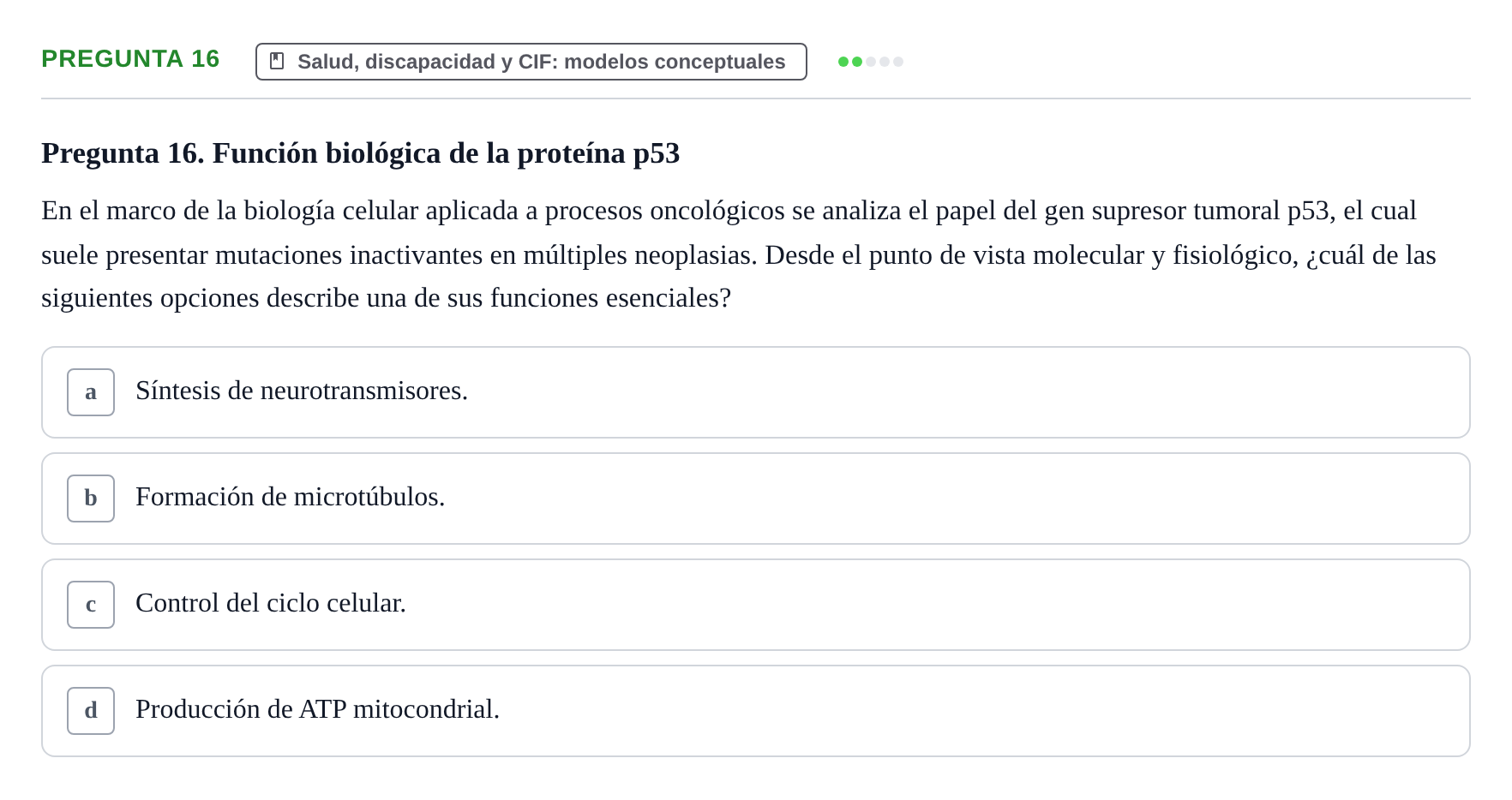 Enunciado: Pregunta 16