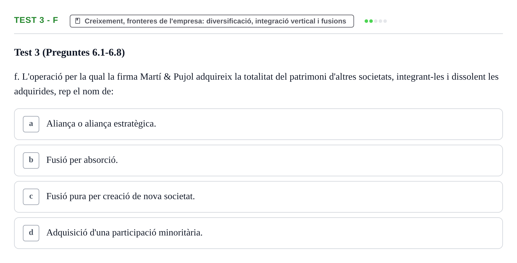 Enunciado: Ejercicio Test 3 - f · Economia de l'Empresa I UAB Recull d'Exàmens Tipus Test: Economia de l'Empresa