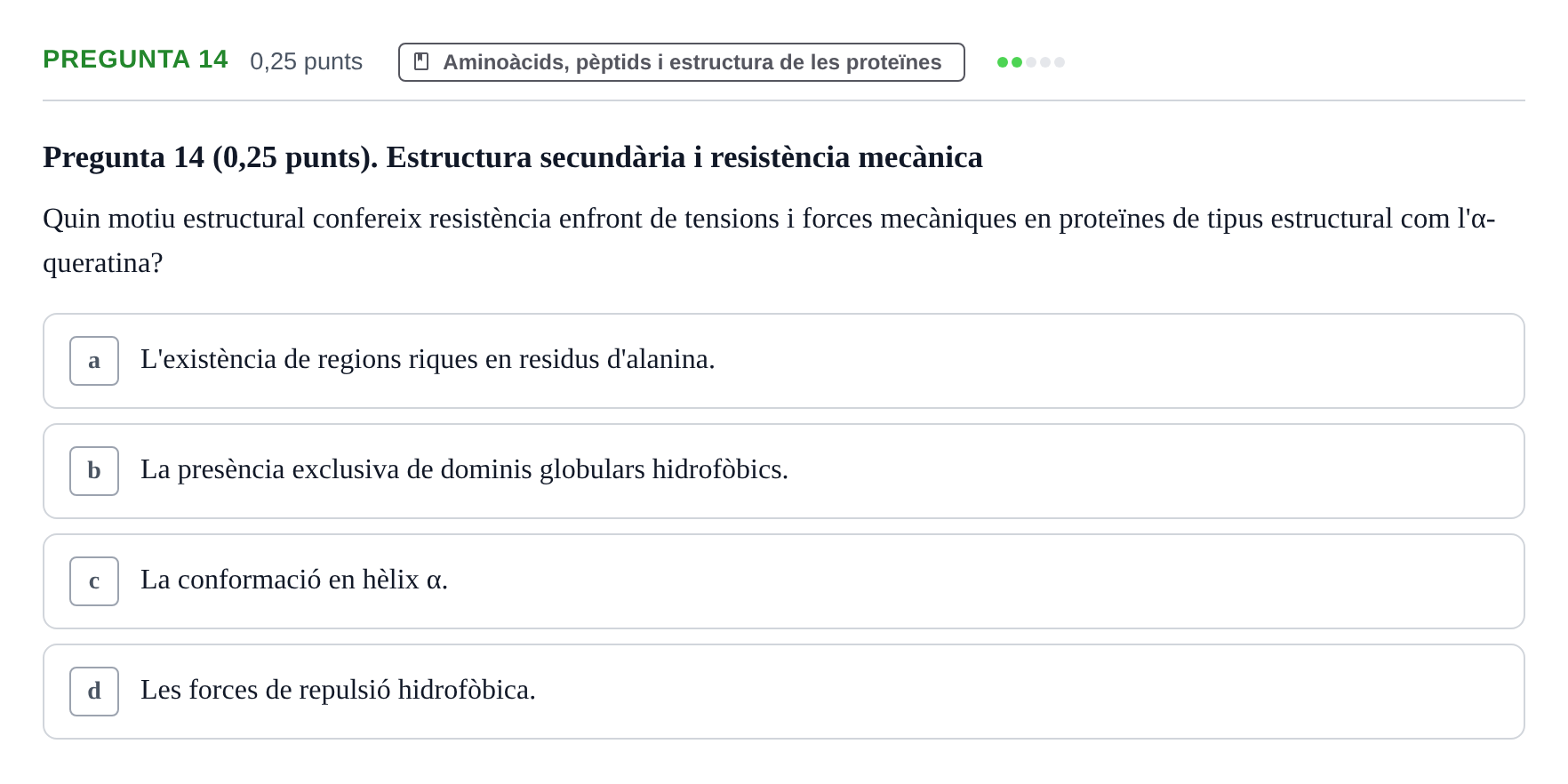 Enunciado: Pregunta 14 · Bioquímica y Metabolismo UDL 2025