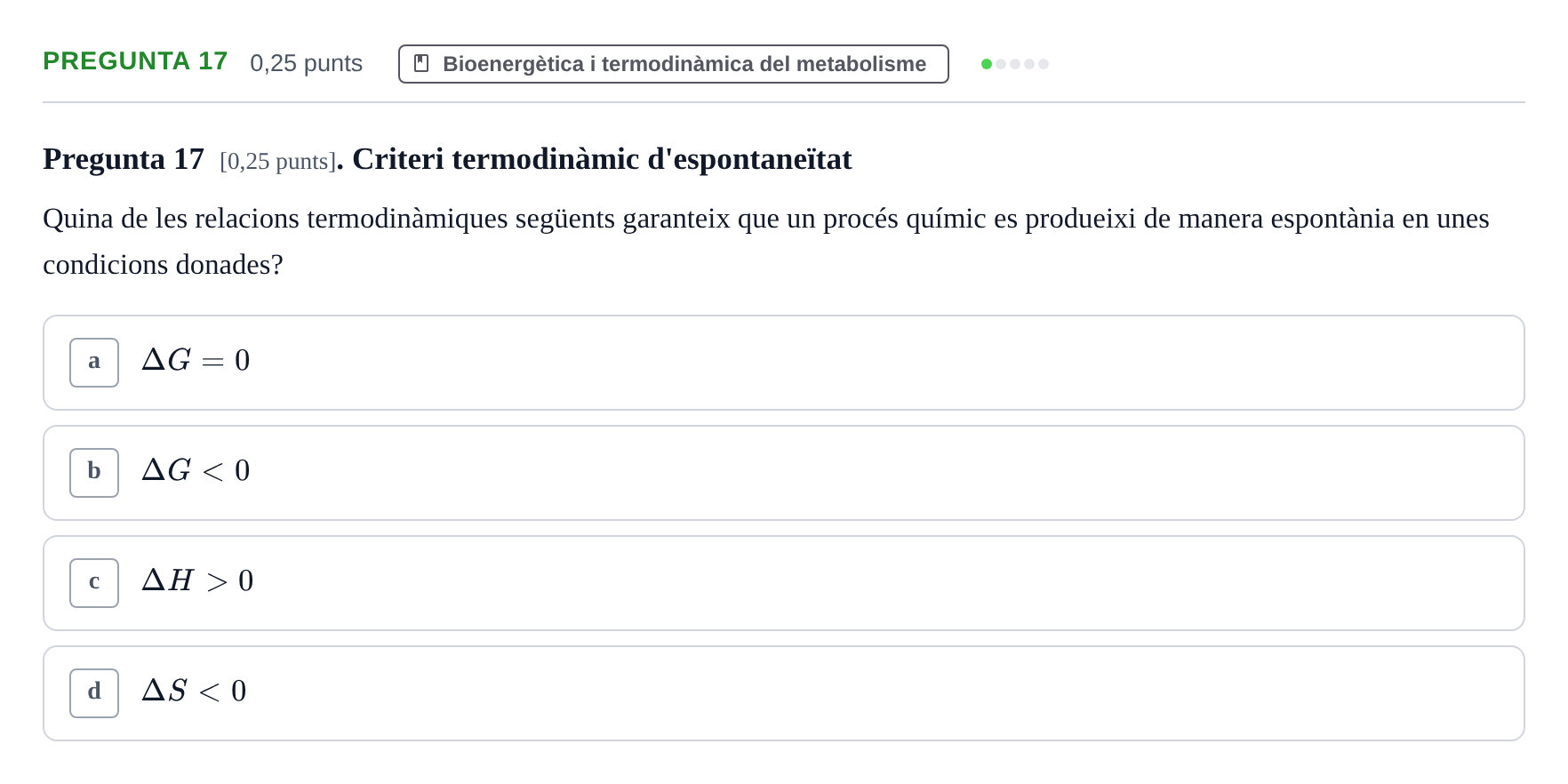 Enunciado: Pregunta 17 · Bioquímica y Metabolismo UDL 2025