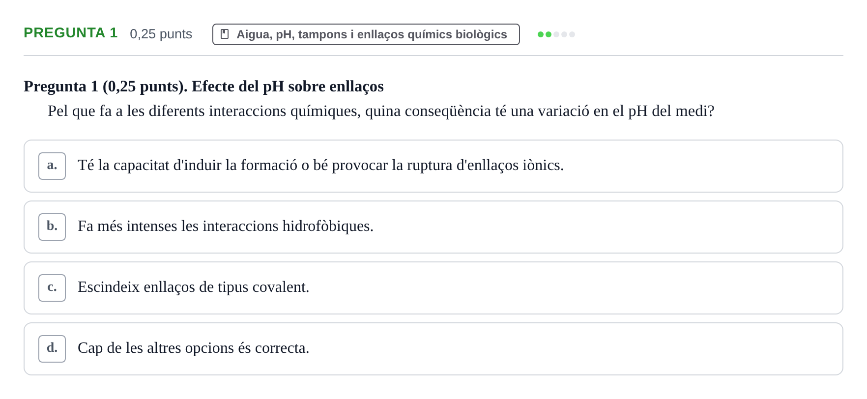 Enunciado: Pregunta 1 · Bioquímica y Metabolismo UDL 2025