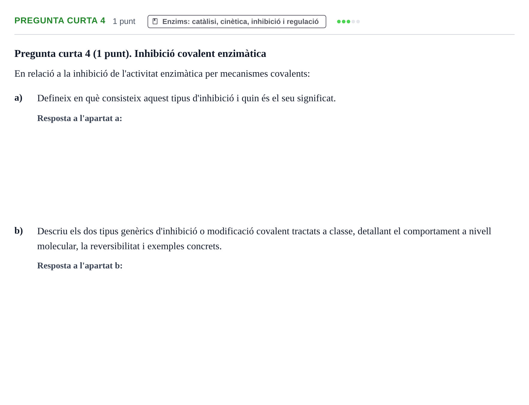 Enunciado: Pregunta curta 4 · Bioquímica y Metabolismo UDL 2025