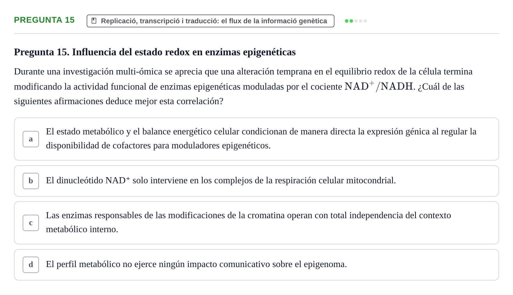 Enunciado: Pregunta 15