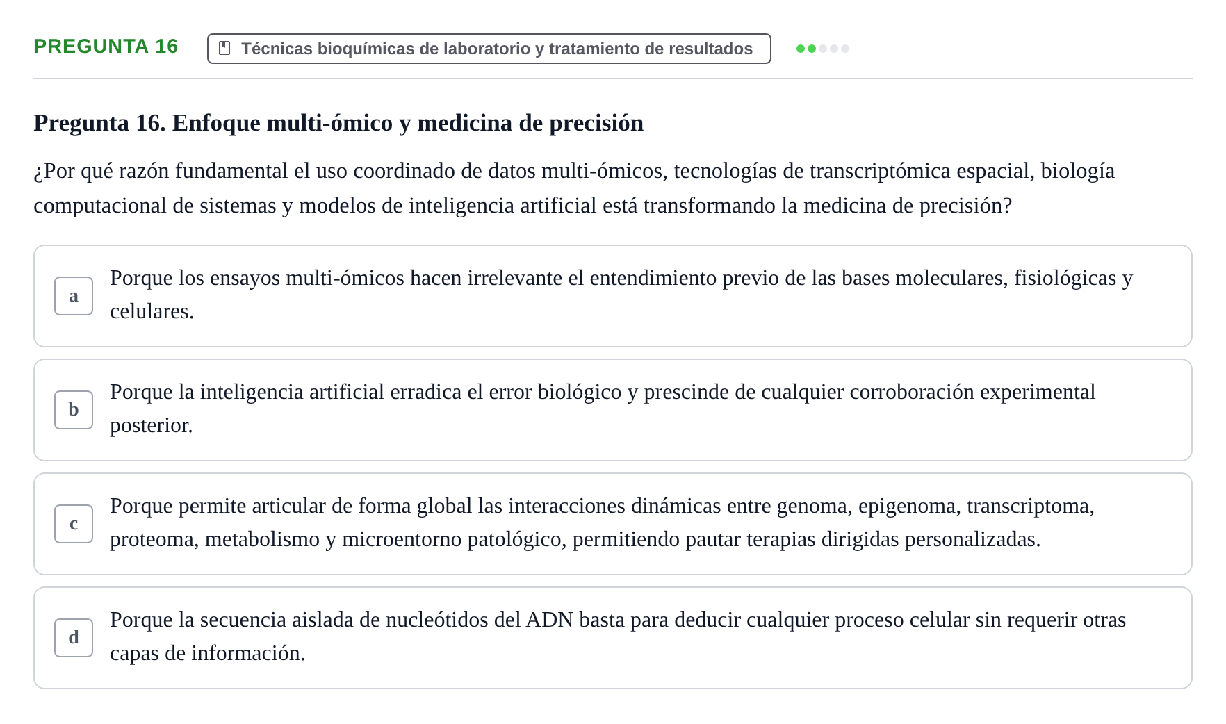 Enunciado: Pregunta 16