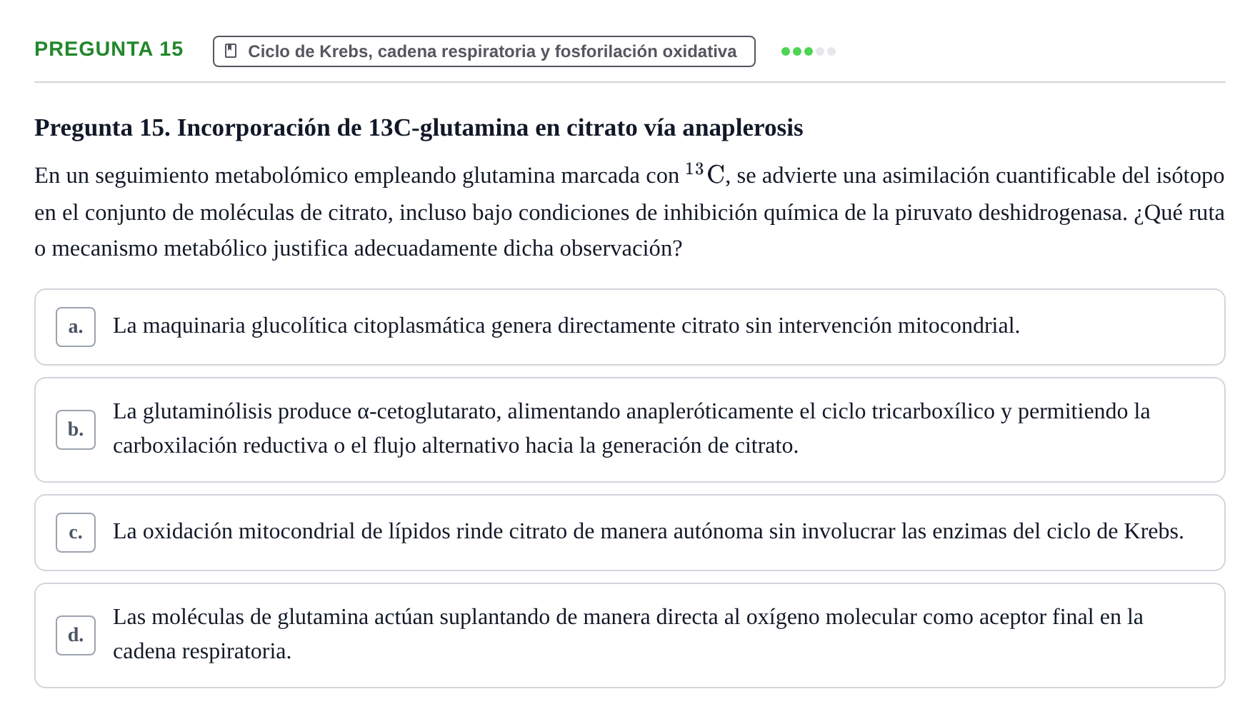 Enunciado: Pregunta 15