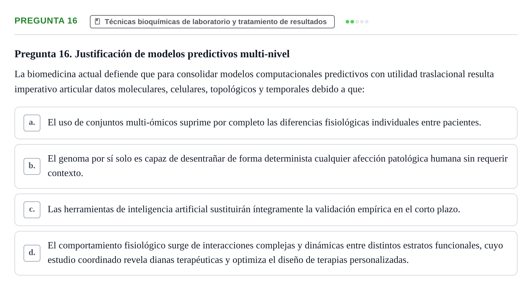 Enunciado: Pregunta 16