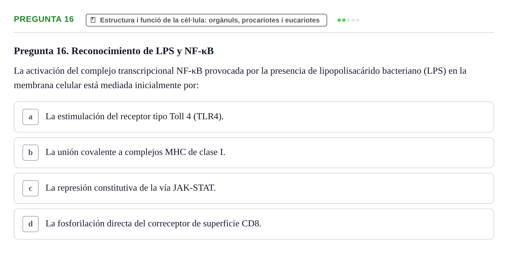 Enunciado: Pregunta 16