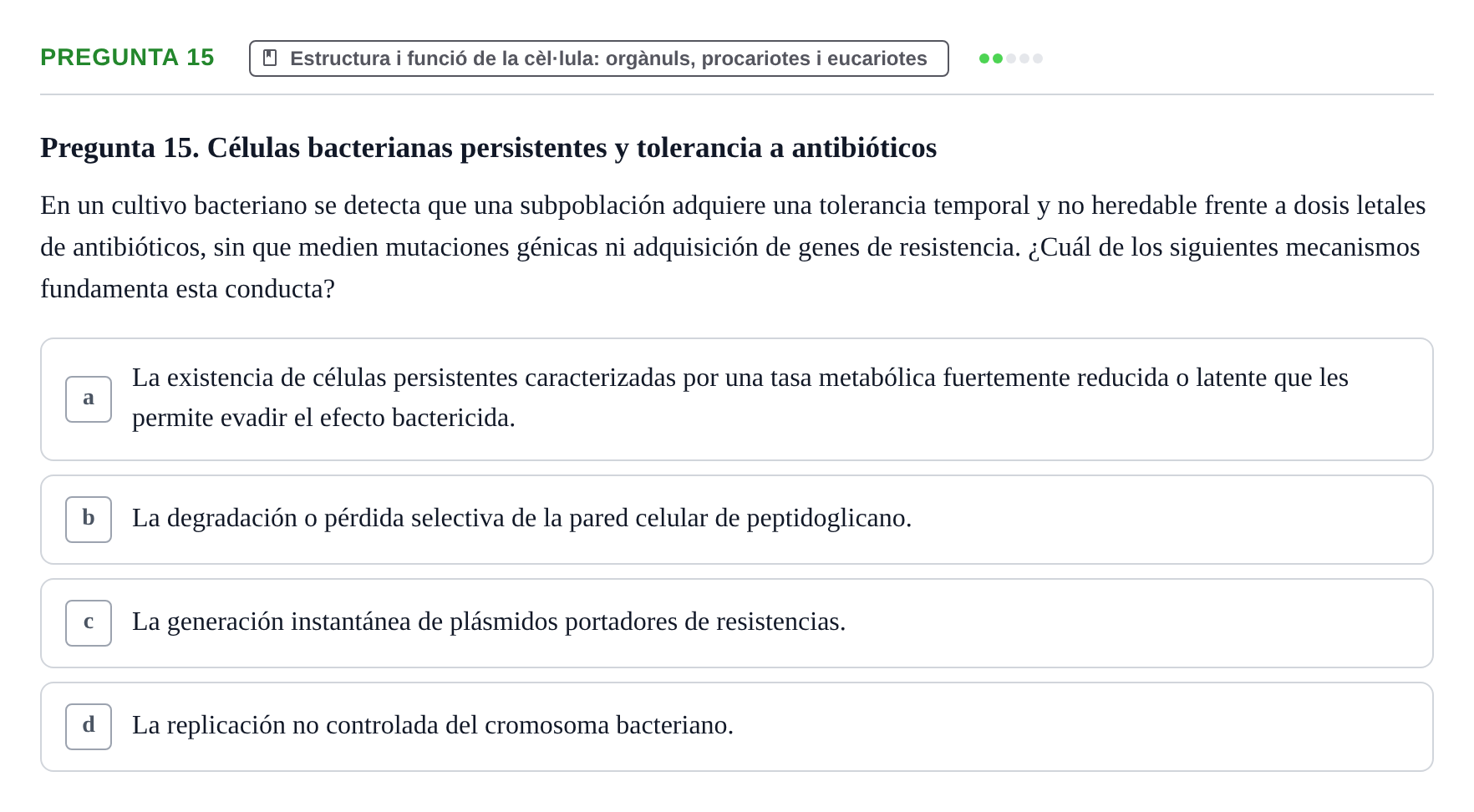 Enunciado: Pregunta 15