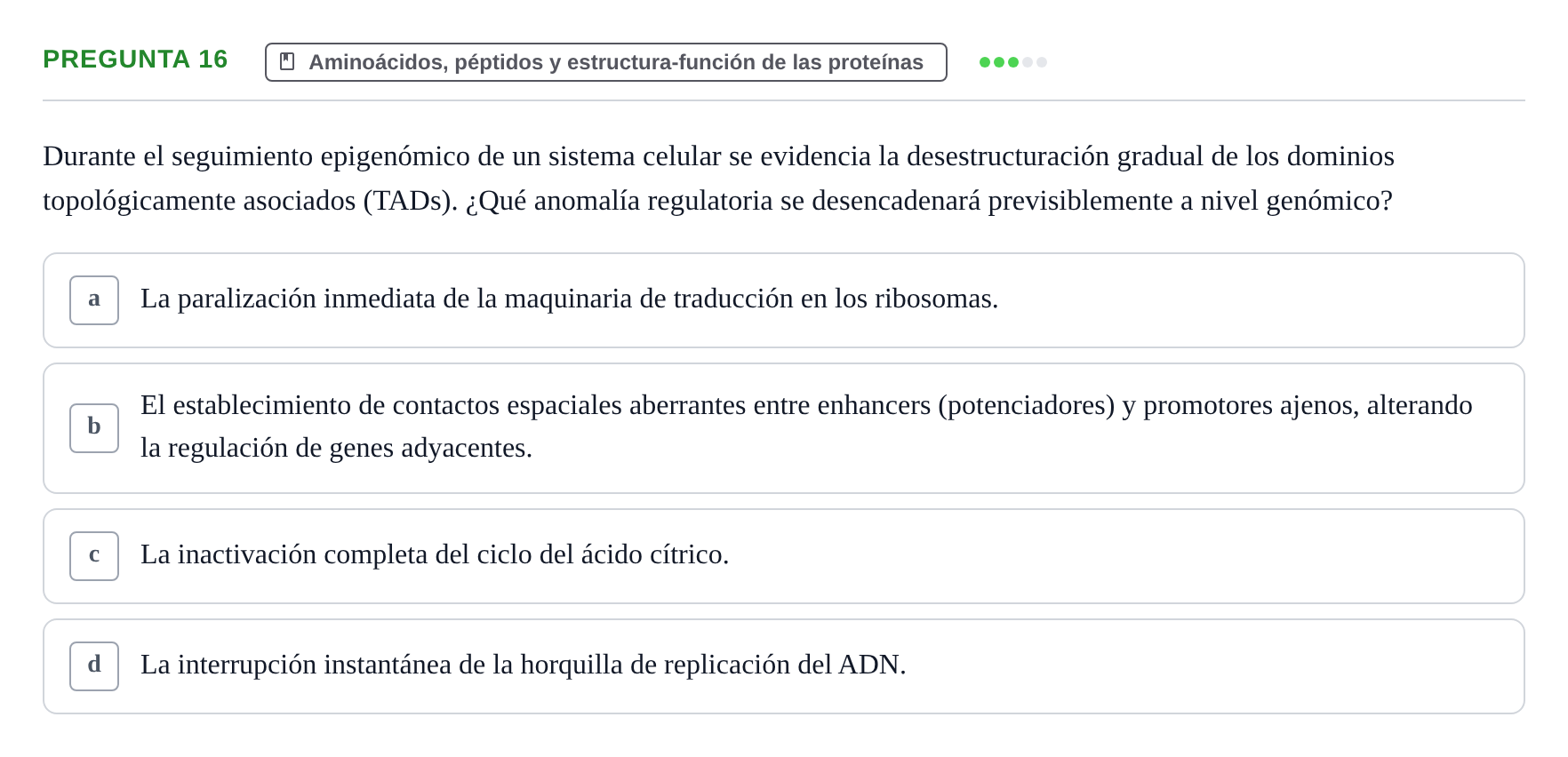 Enunciado: Pregunta 16