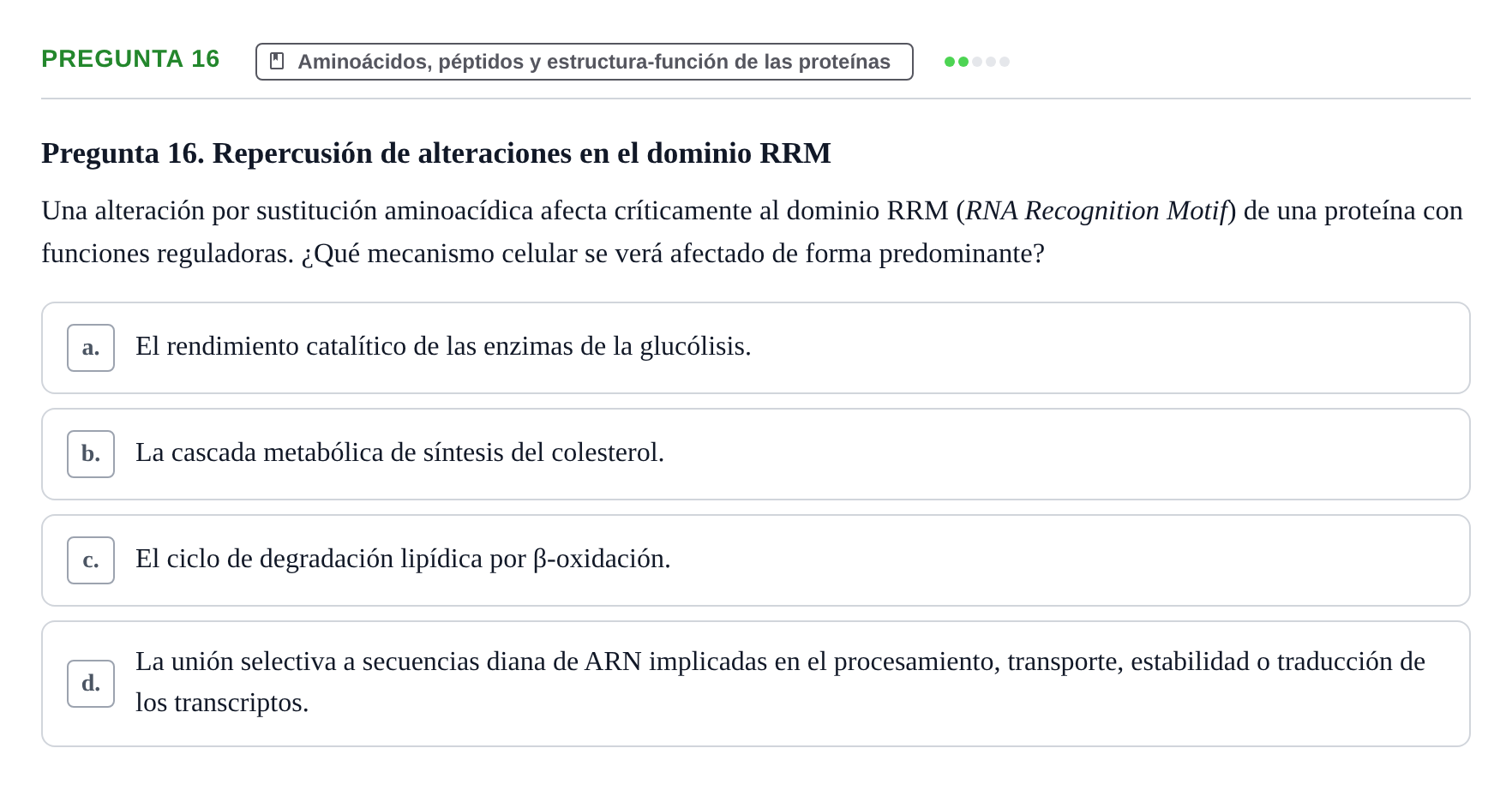 Enunciado: Pregunta 16