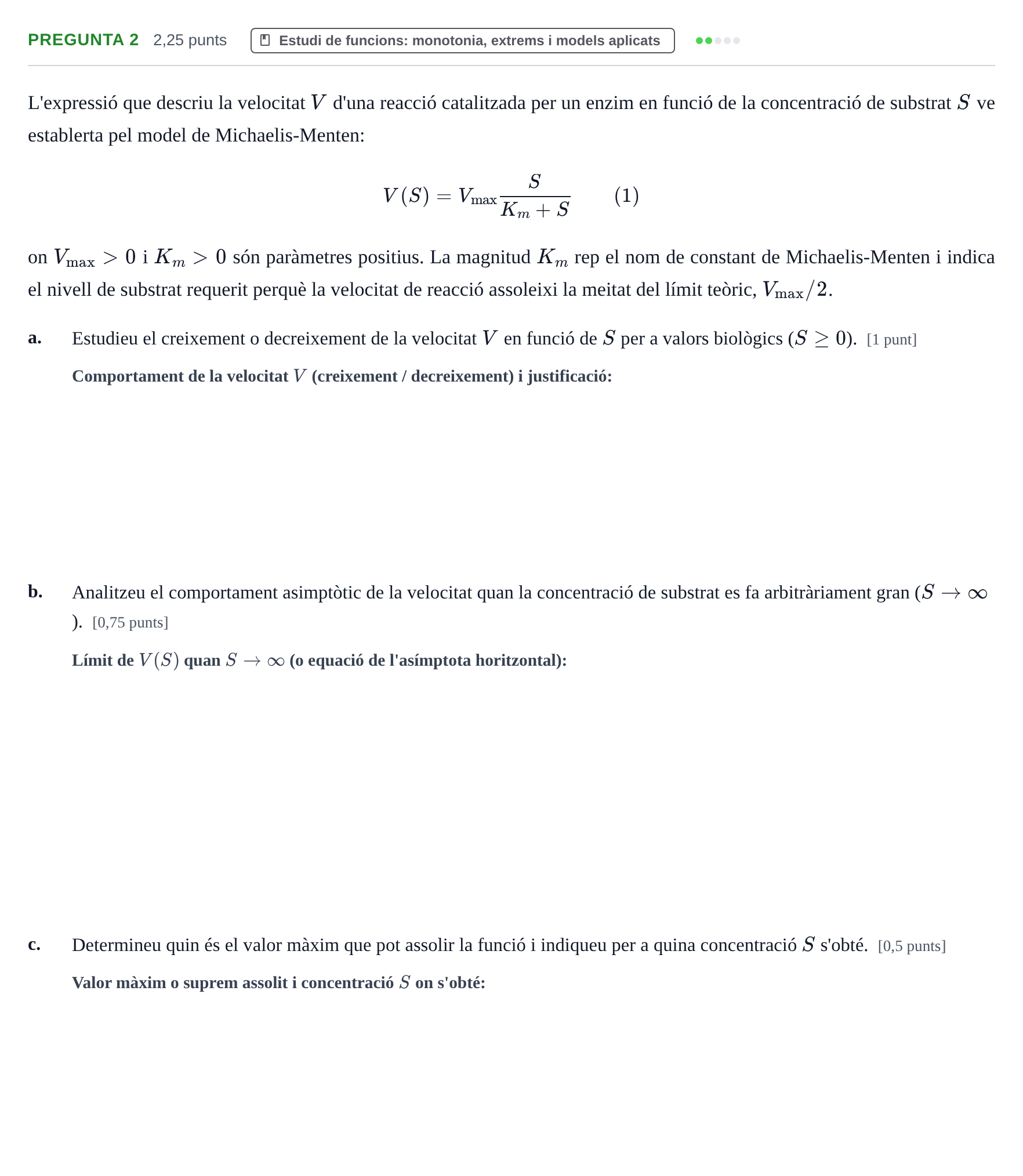 Enunciado: Pregunta 2 · Matemáticas UVIC 2022