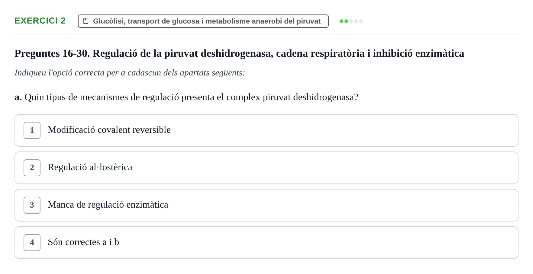 Enunciado: 2 - Glucòlisi, transport de glucosa i metabolisme…