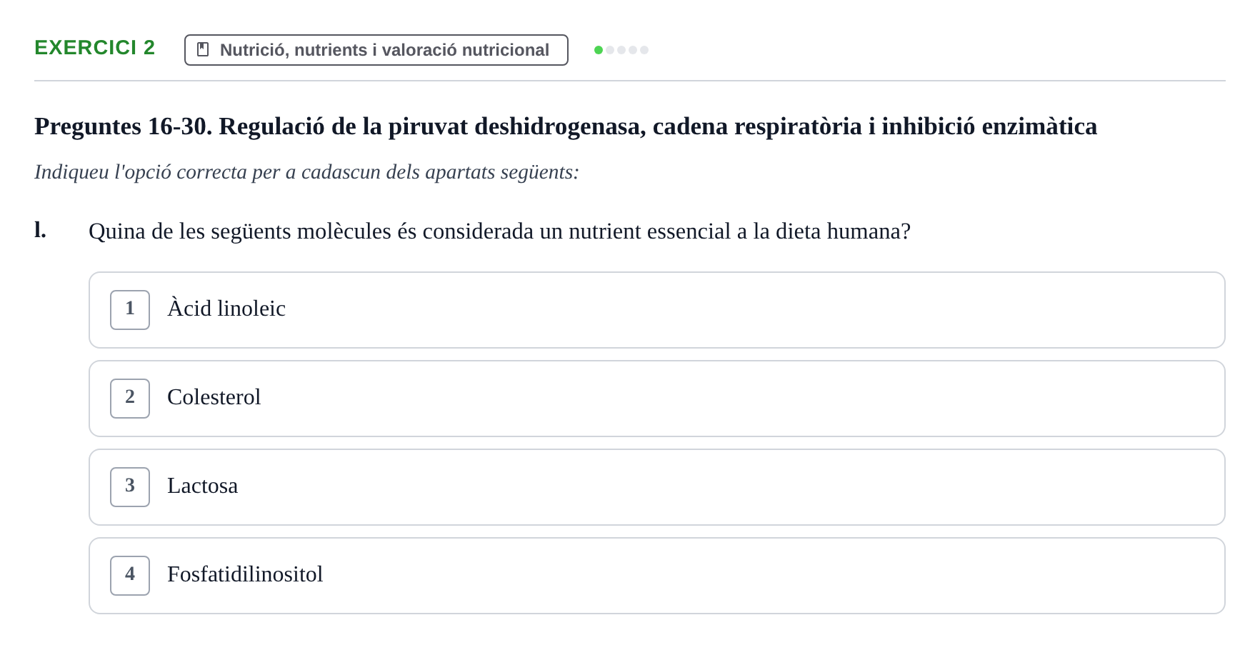 Enunciado: 2 - Nutrició, nutrients i valoració nutricional