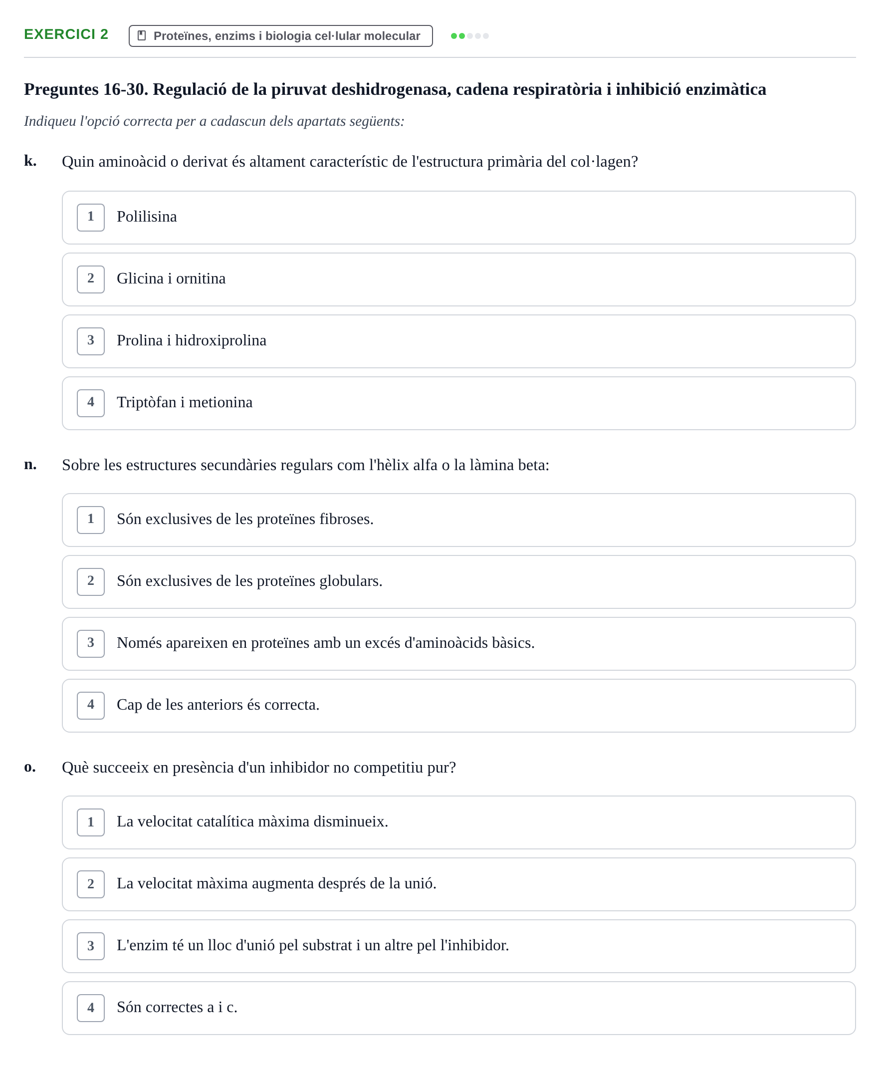 Enunciado: 2 - Proteïnes, enzims i biologia cel·lular molecu…