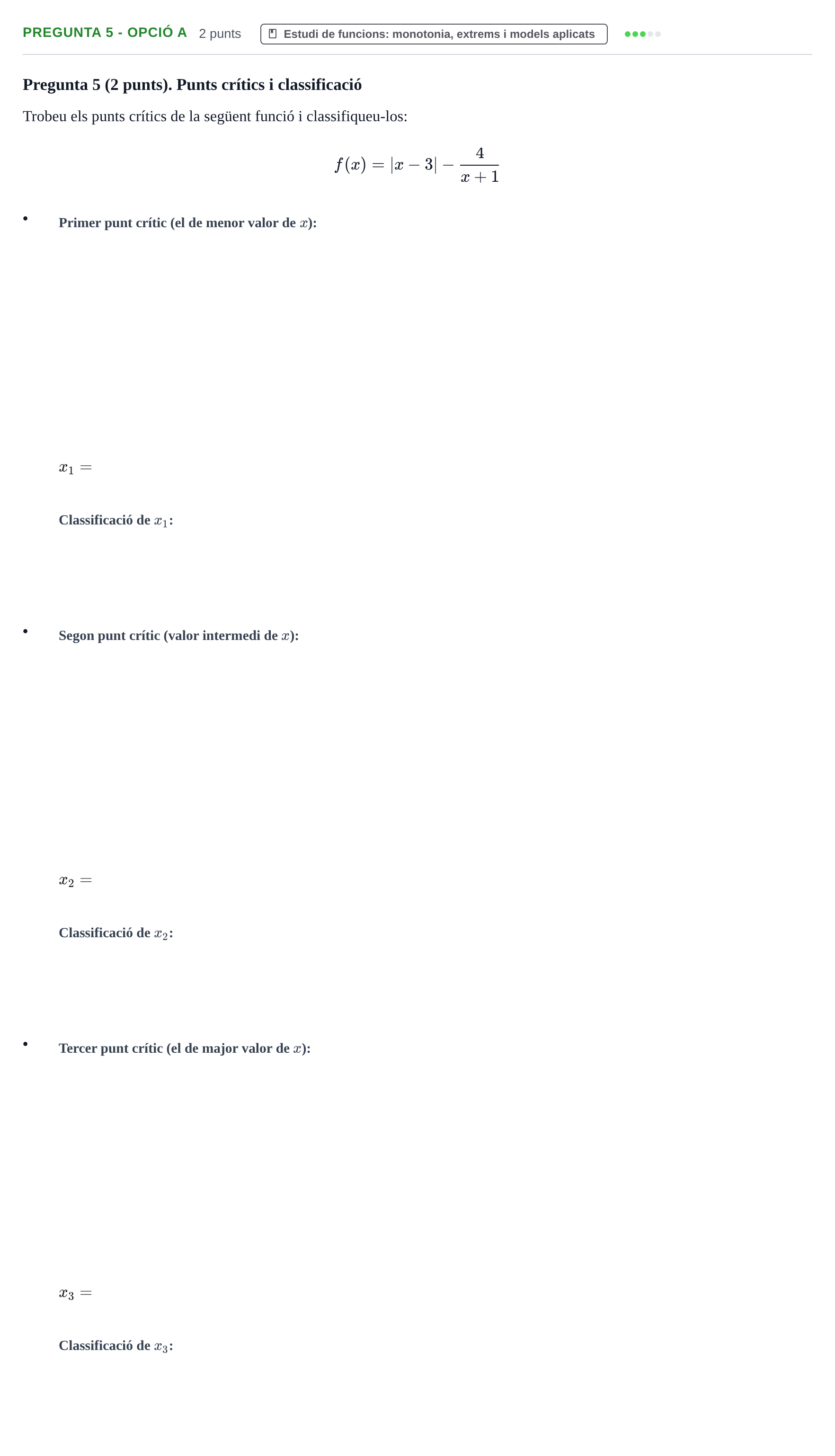 Enunciado: Pregunta 5 - Opció a · Matemáticas UVIC 2012