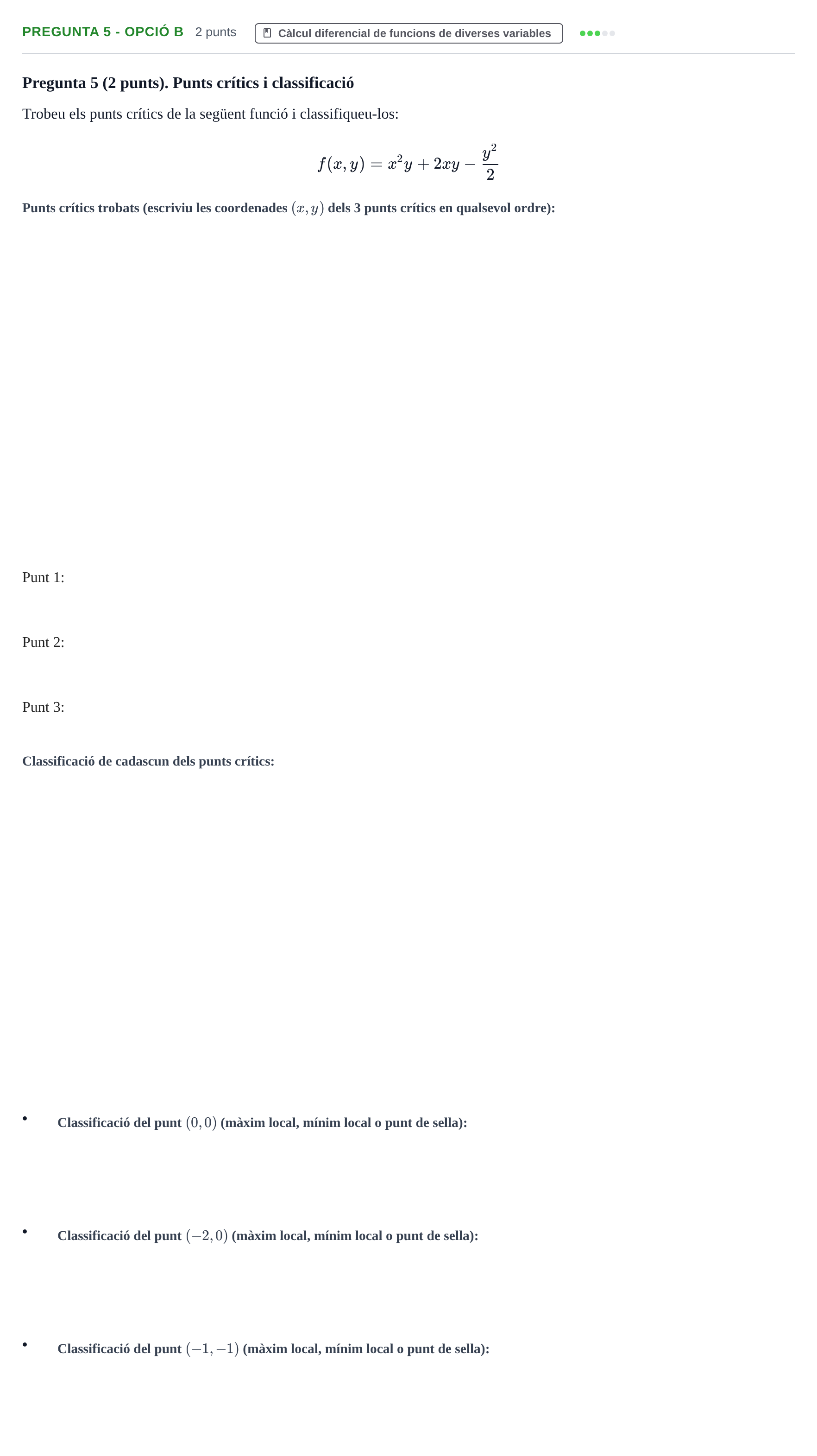 Enunciado: Pregunta 5 - Opció b · Matemáticas UVIC 2012