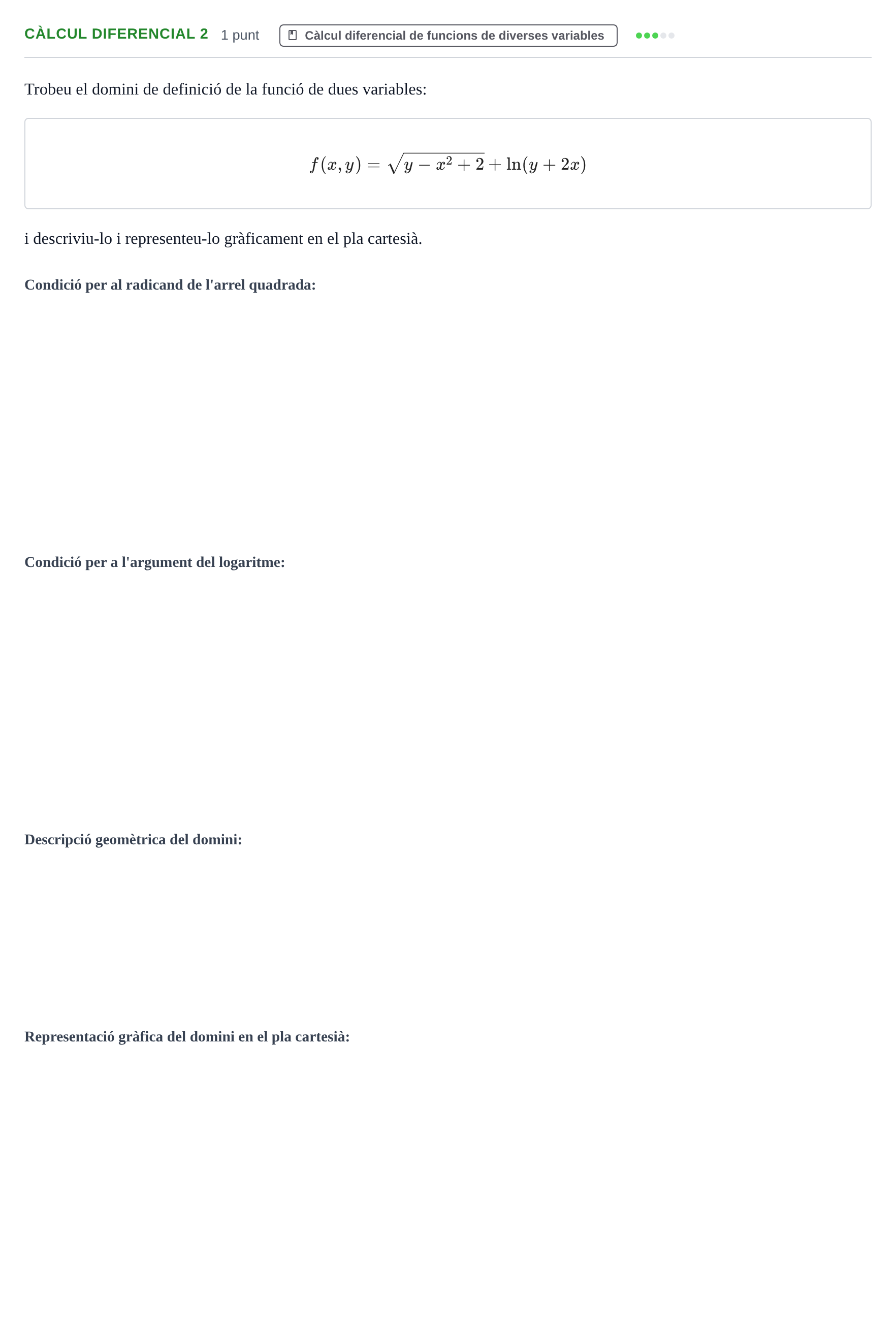 Enunciado: Ejercicio Càlcul Diferencial 2 · Matemáticas UVIC 2013