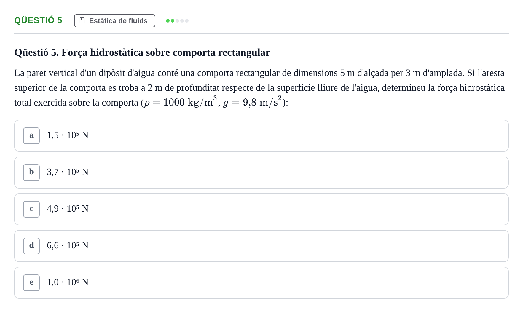 Enunciado: Ejercicio Qüestió 5 · Fundamentos de Física UVIC 2019