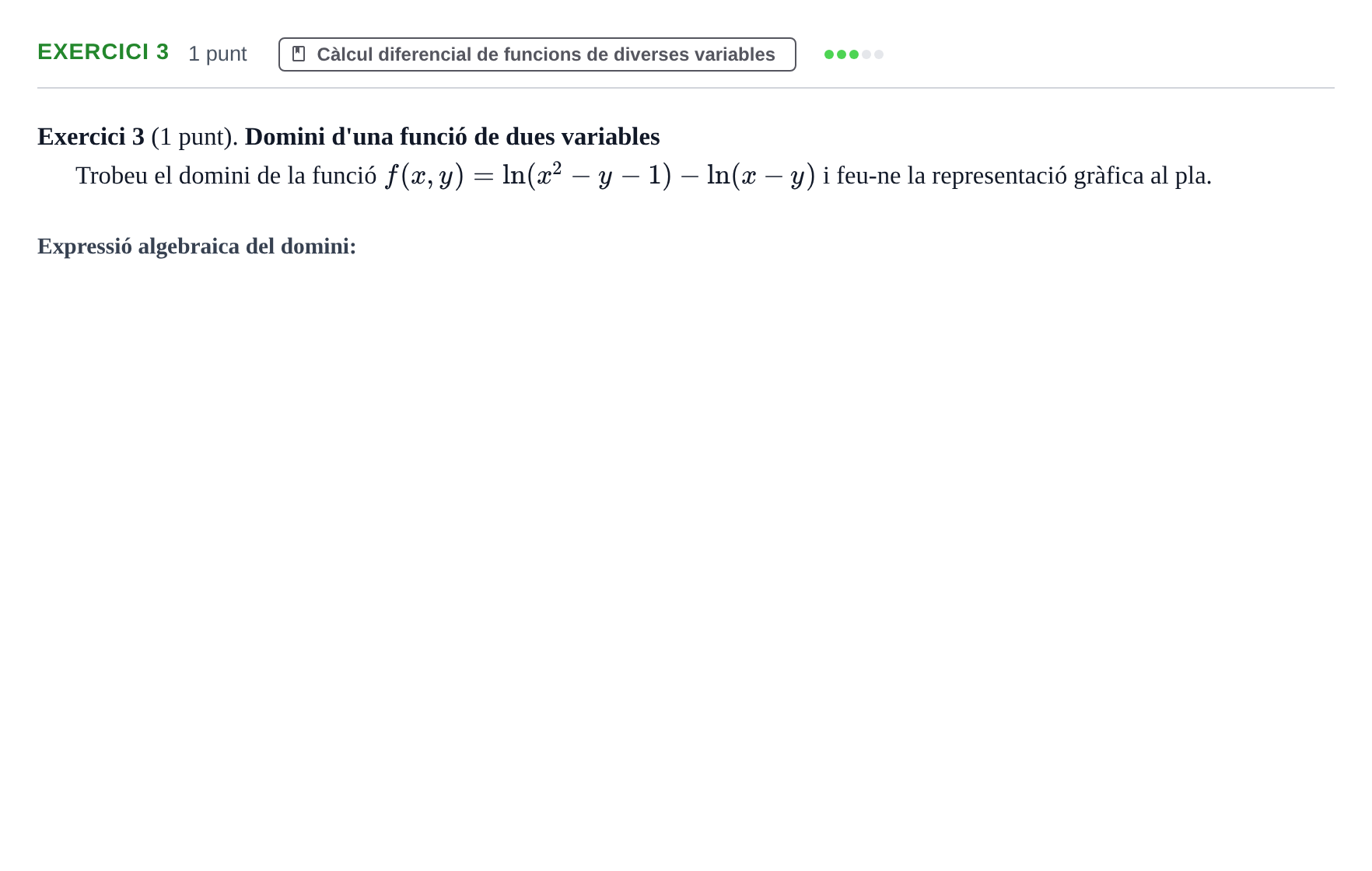 Enunciado: Exercici 3 · Matemáticas UVIC 2013