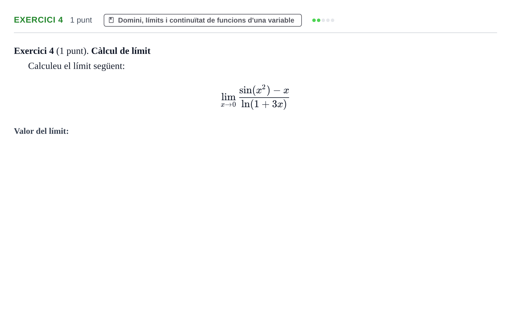 Enunciado: Exercici 4 · Matemáticas UVIC 2013