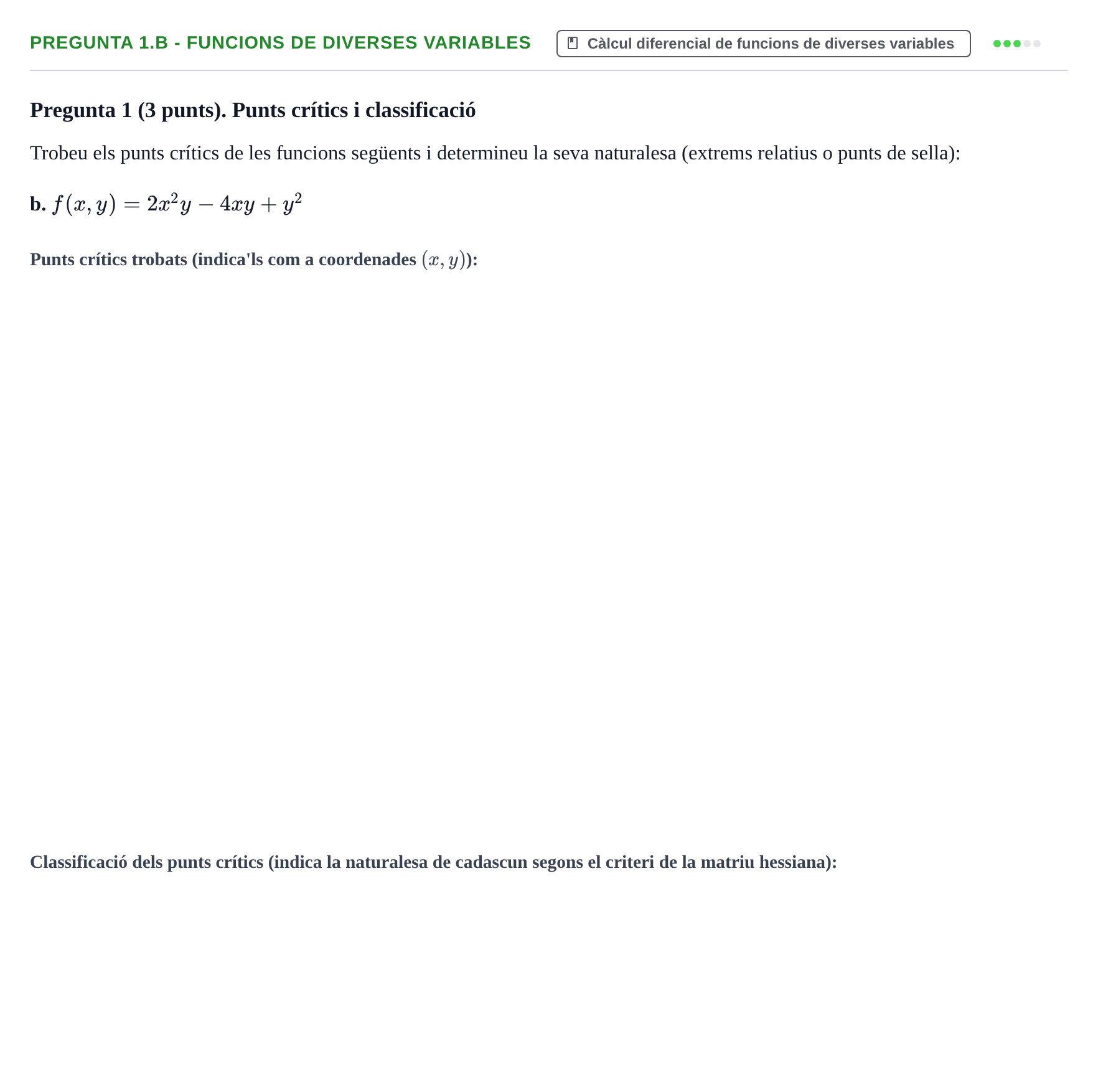 Enunciado: Pregunta 1.b - Funcions de diverses variables · Matemáticas UVIC 2014