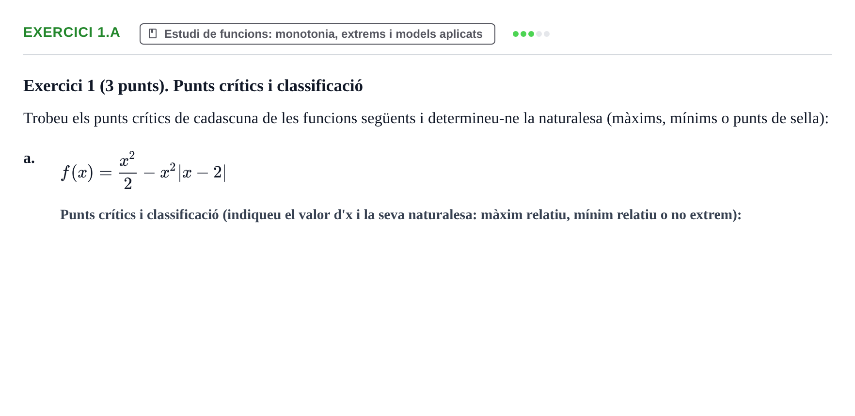 Enunciado: Exercici 1.a - Estudi de funcions · Matemáticas UVIC 2015