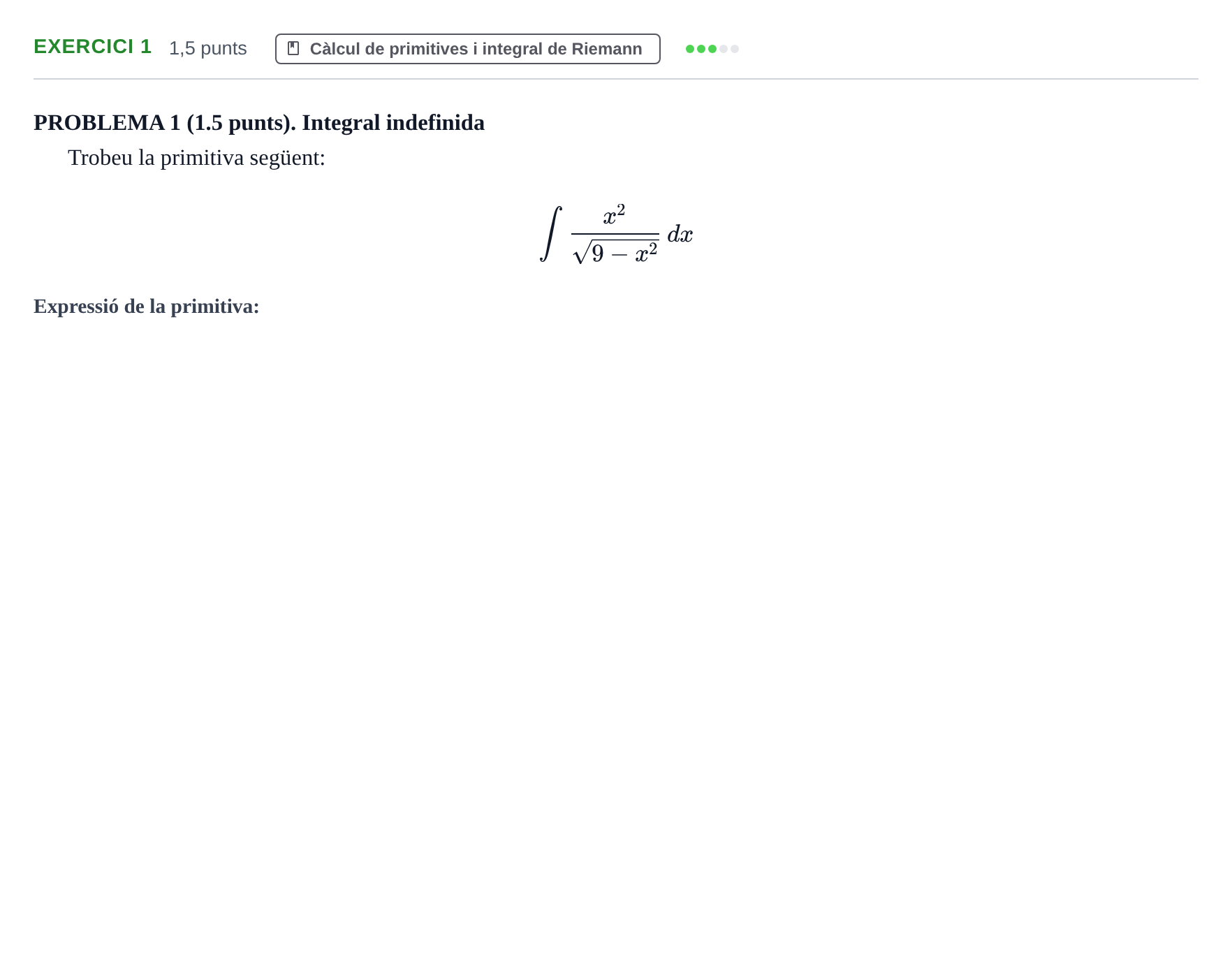 Enunciado: Problema 1 · Cálculo en una Variable UPC Juny 2012