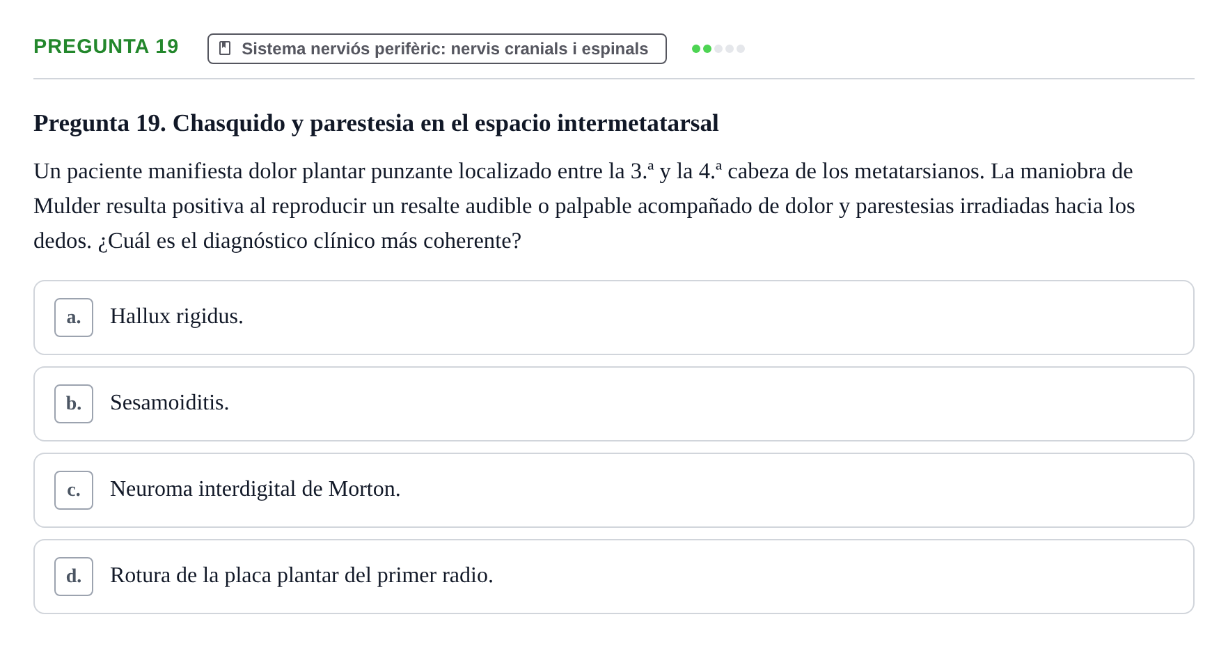 Enunciado: Pregunta 19