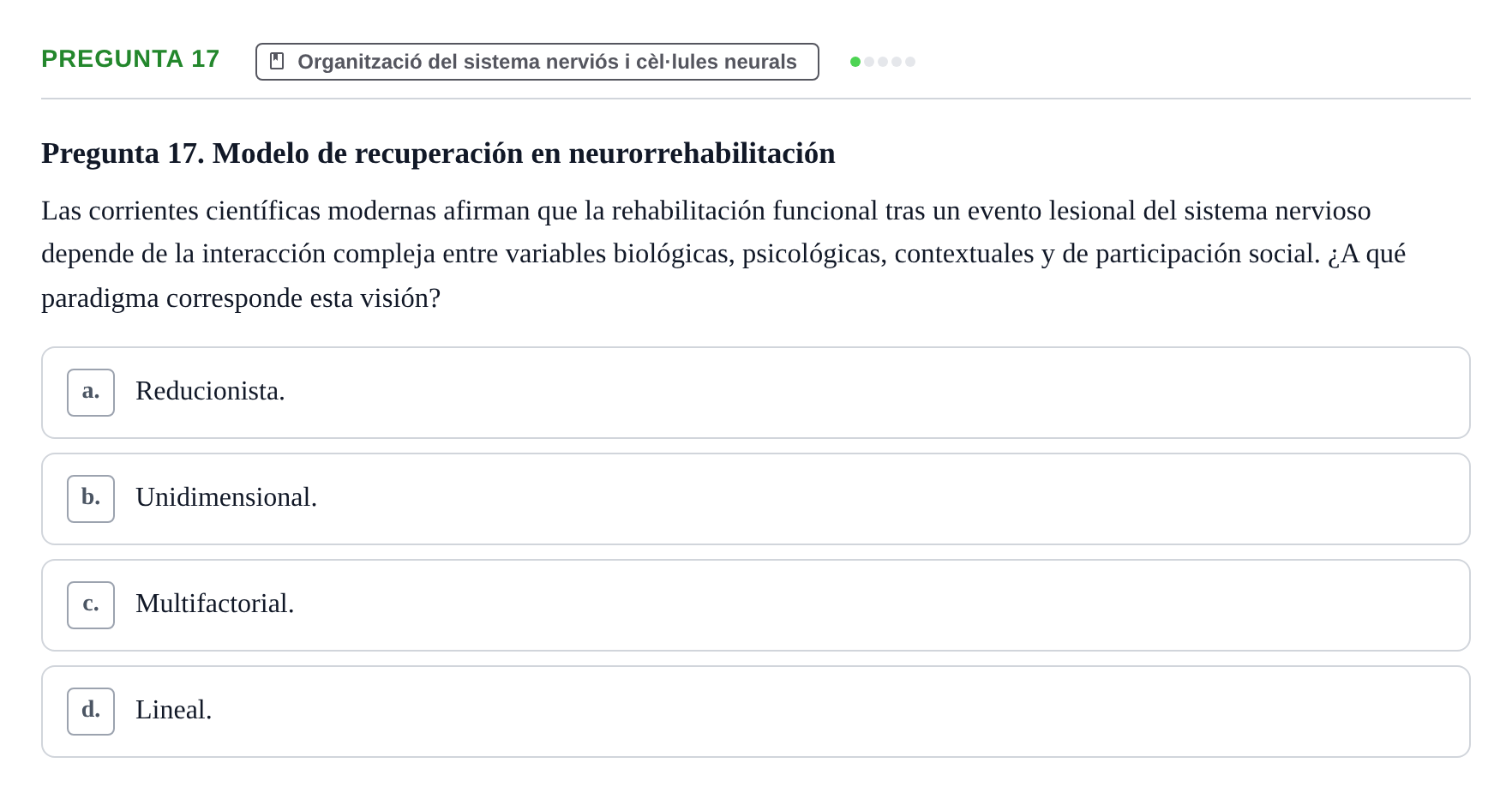Enunciado: Pregunta 17
