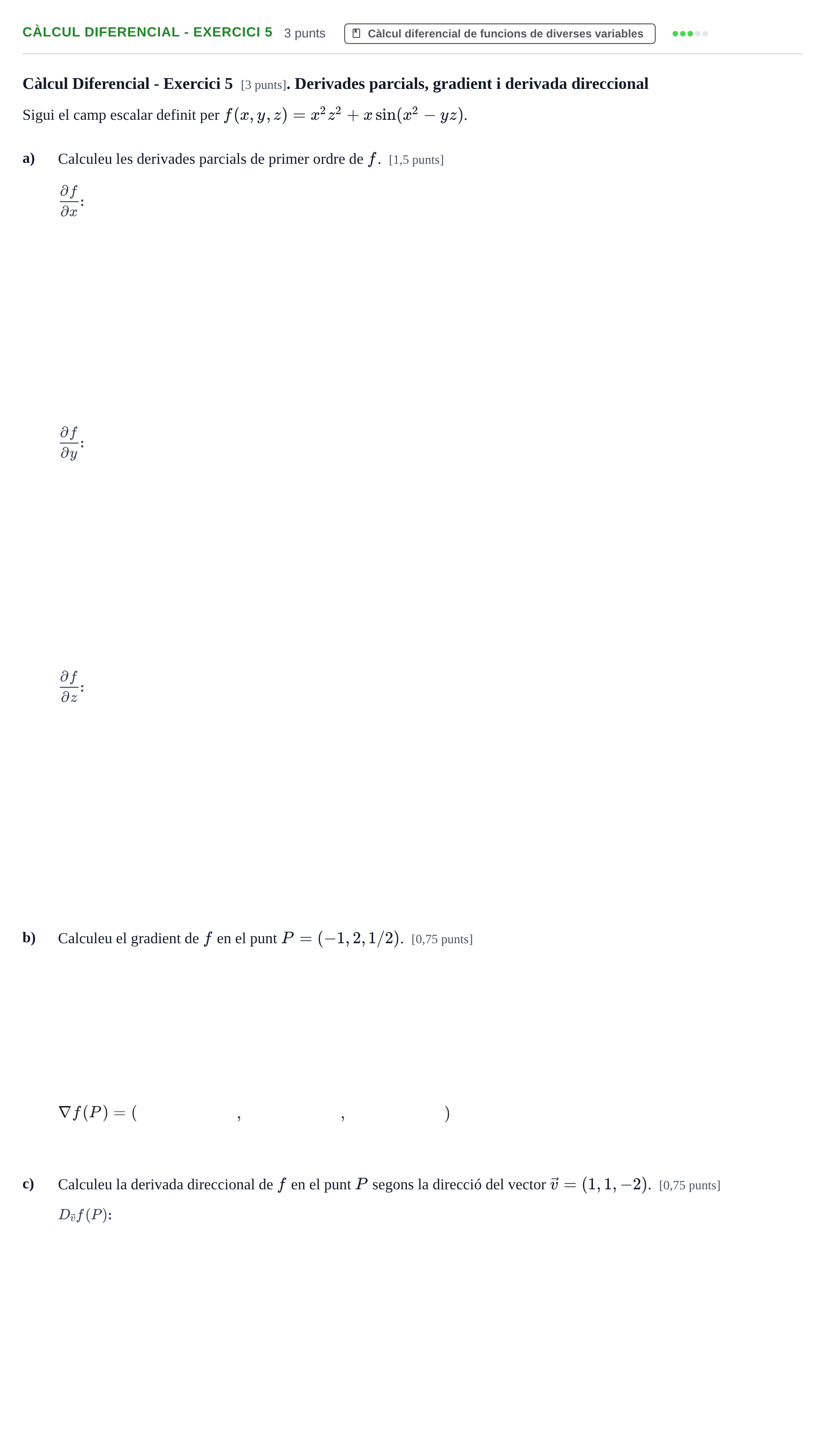 Enunciado: Ejercicio Càlcul Diferencial - Exercici 5 · Matemáticas UVIC 2014