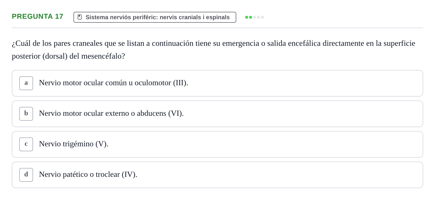 Enunciado: Pregunta 17