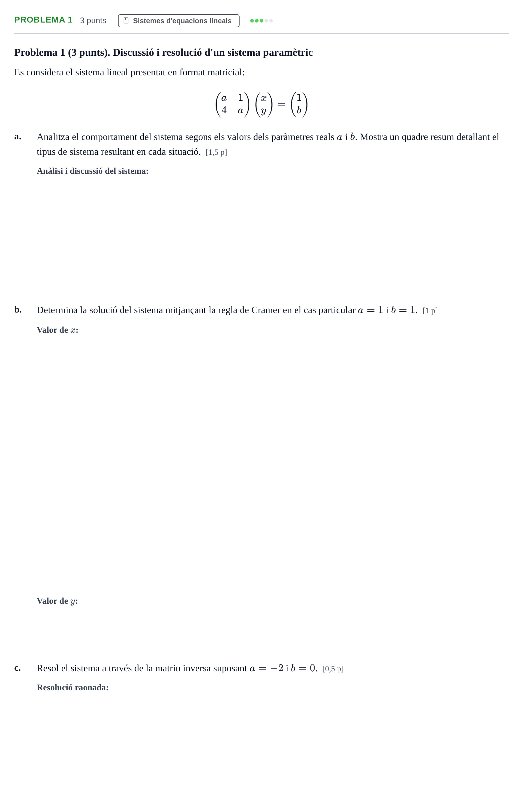 Enunciado: Problema 1 · Álgebra Lineal UPC Juny 2017