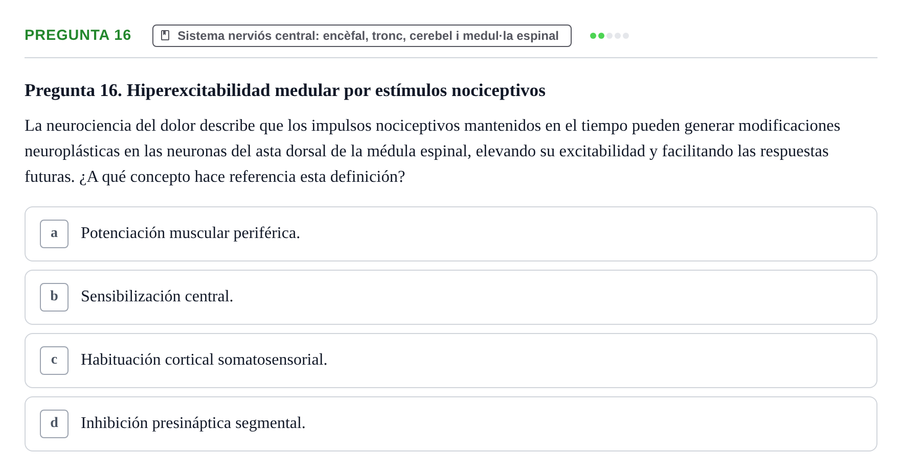 Enunciado: Pregunta 16