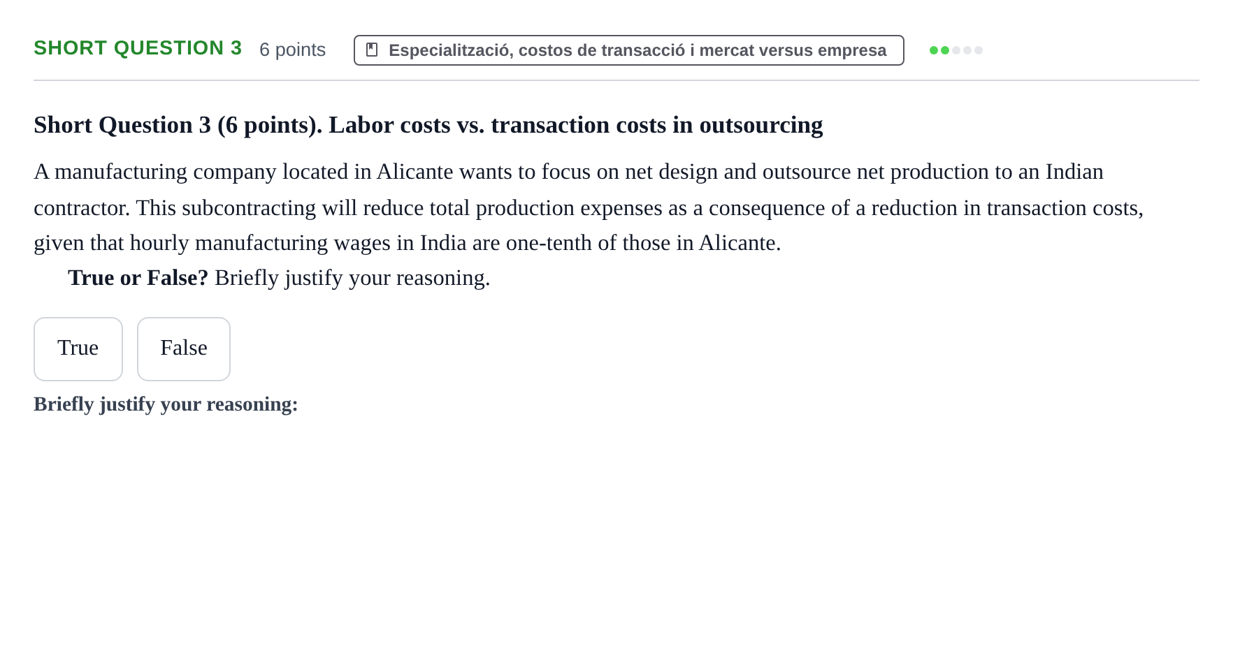 Enunciado: Ejercicio Short Question 3 · Economia de L'empresa UPF 2011