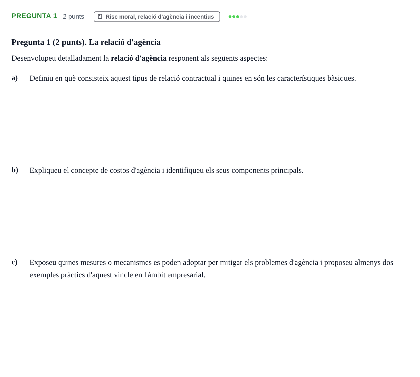 Enunciado: Pregunta 1 · Economia de L'empresa UPF 2021