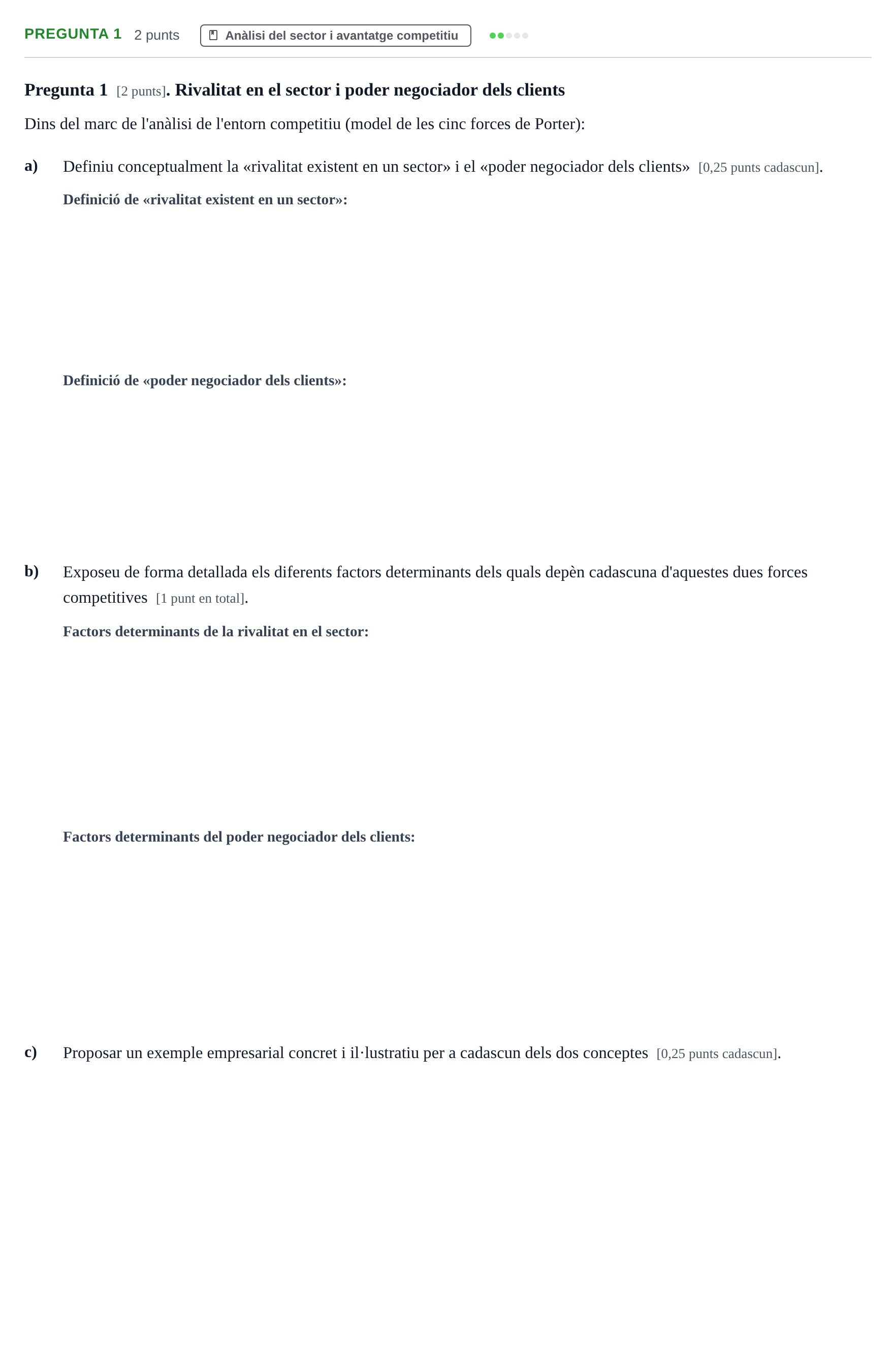 Enunciado: Pregunta 1 · Economia de L'empresa UPF 2021