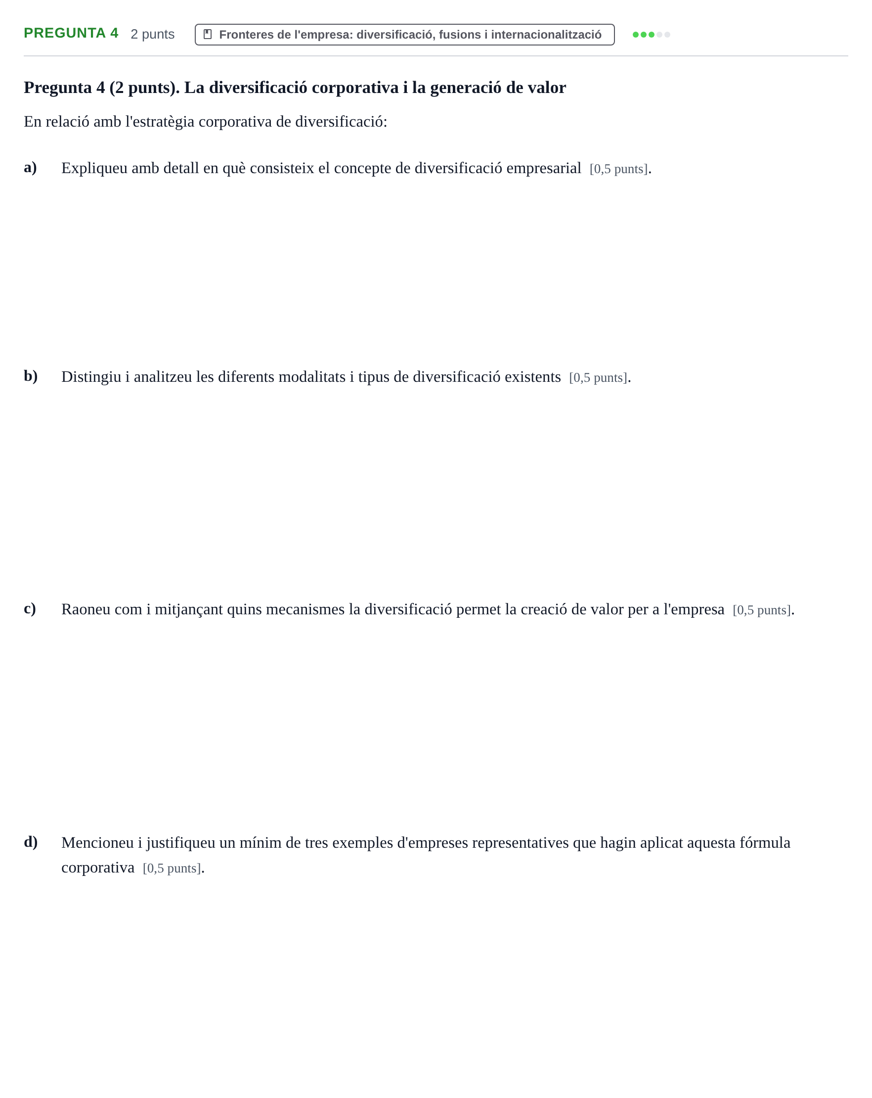 Enunciado: Pregunta 4 · Economia de L'empresa UPF 2021