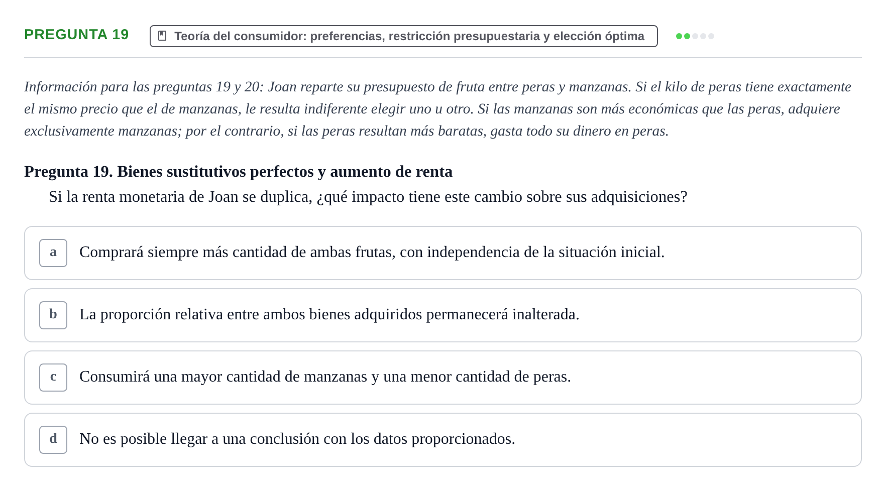 Enunciado: Pregunta 19 · 6 Introducció a la Microeconomia UPF 2018