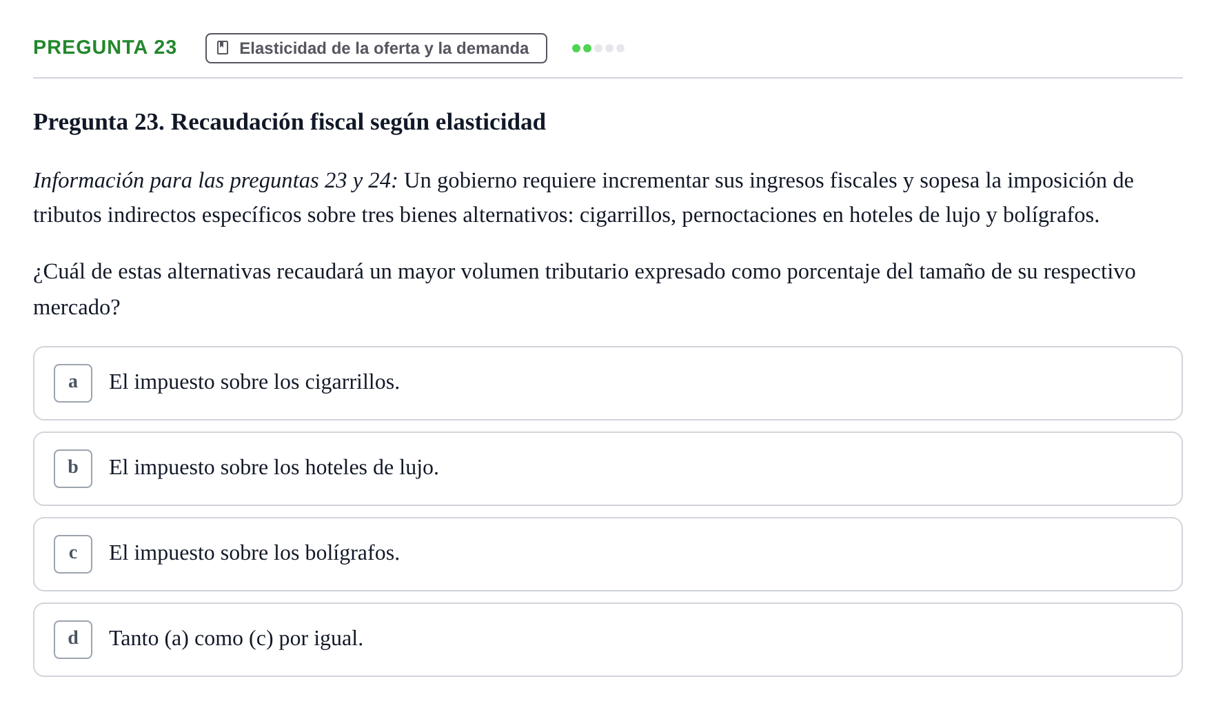 Enunciado: Pregunta 23 · 6 Introducció a la Microeconomia UPF 2018
