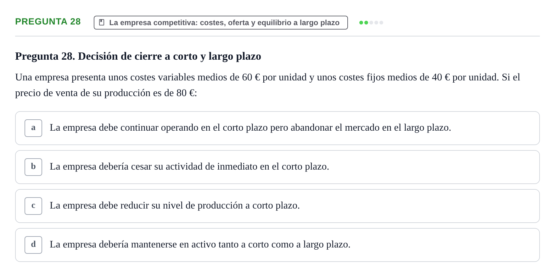 Enunciado: Pregunta 28 · 6 Introducció a la Microeconomia UPF 2018