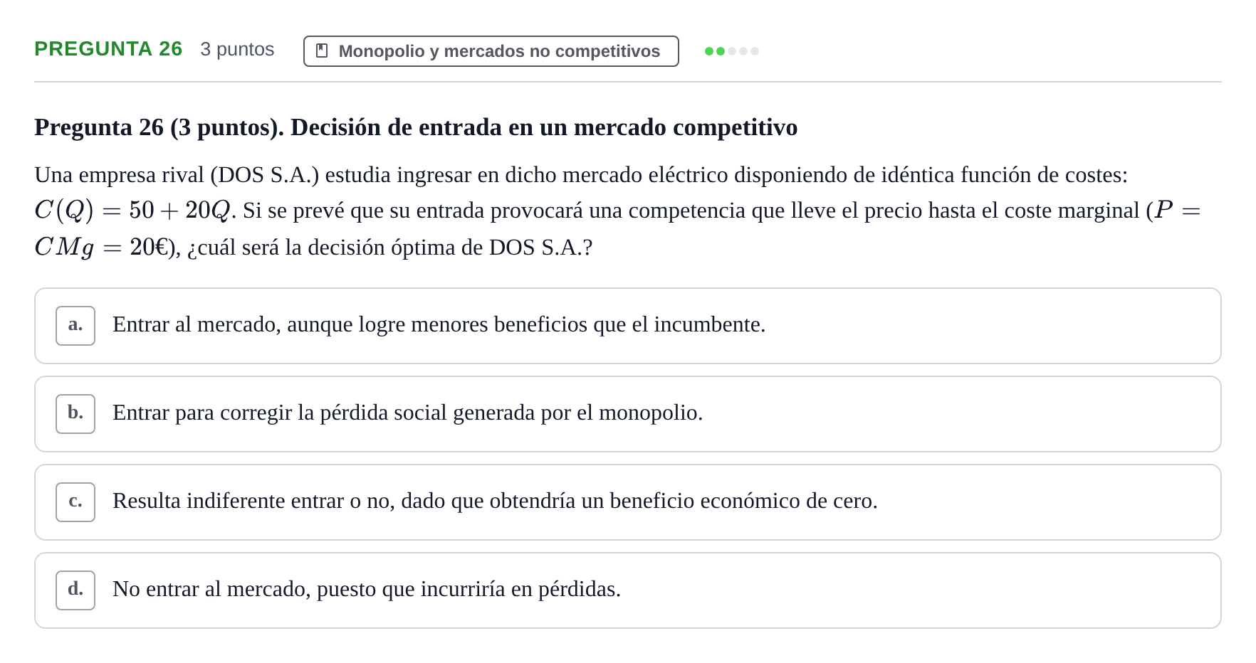Enunciado: Pregunta 26 · 6 Introducció a la Microeconomia UPF 2012