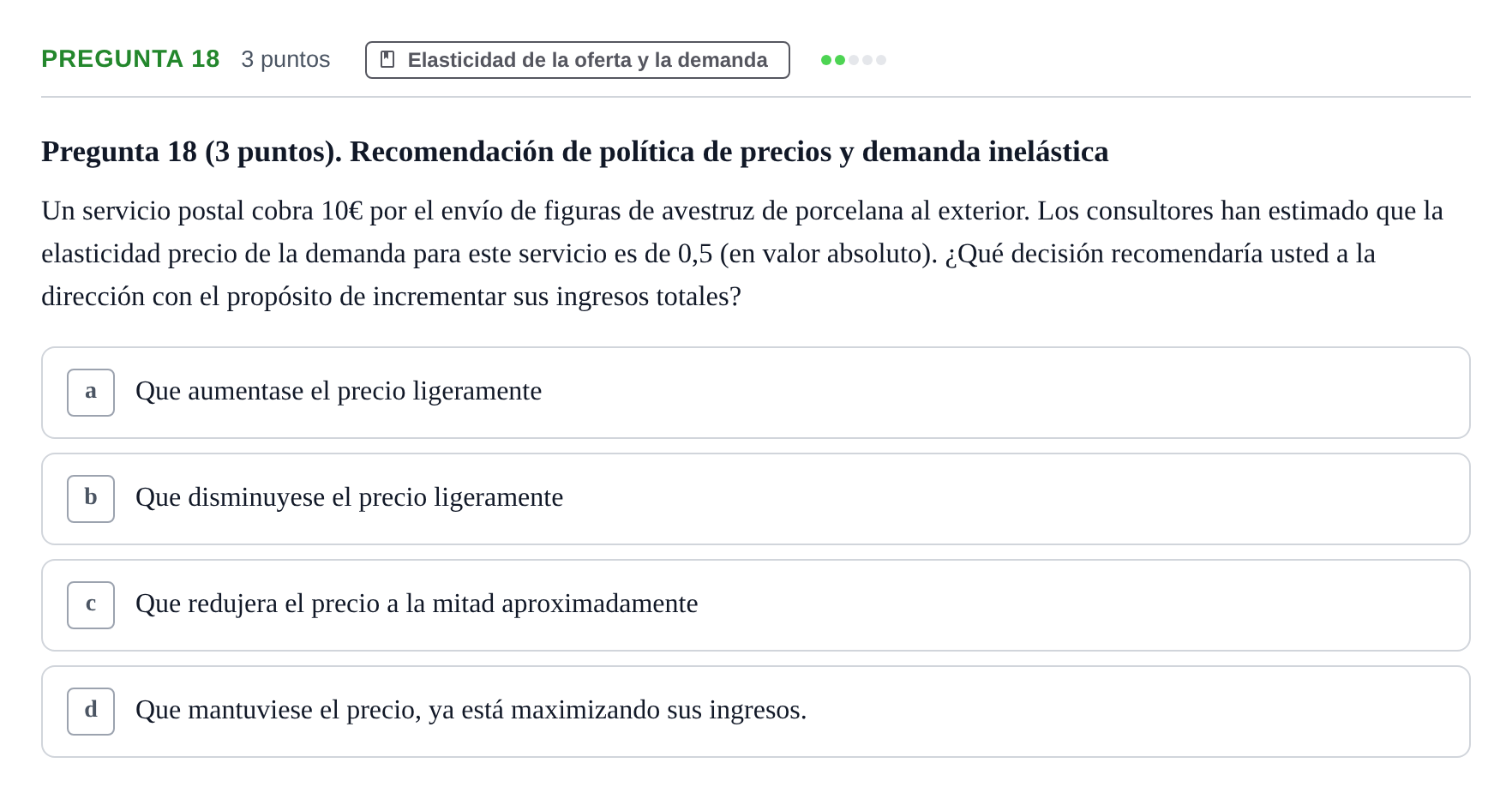 Enunciado: Pregunta 18 · 6 Introducció a la Microeconomia UPF 2018