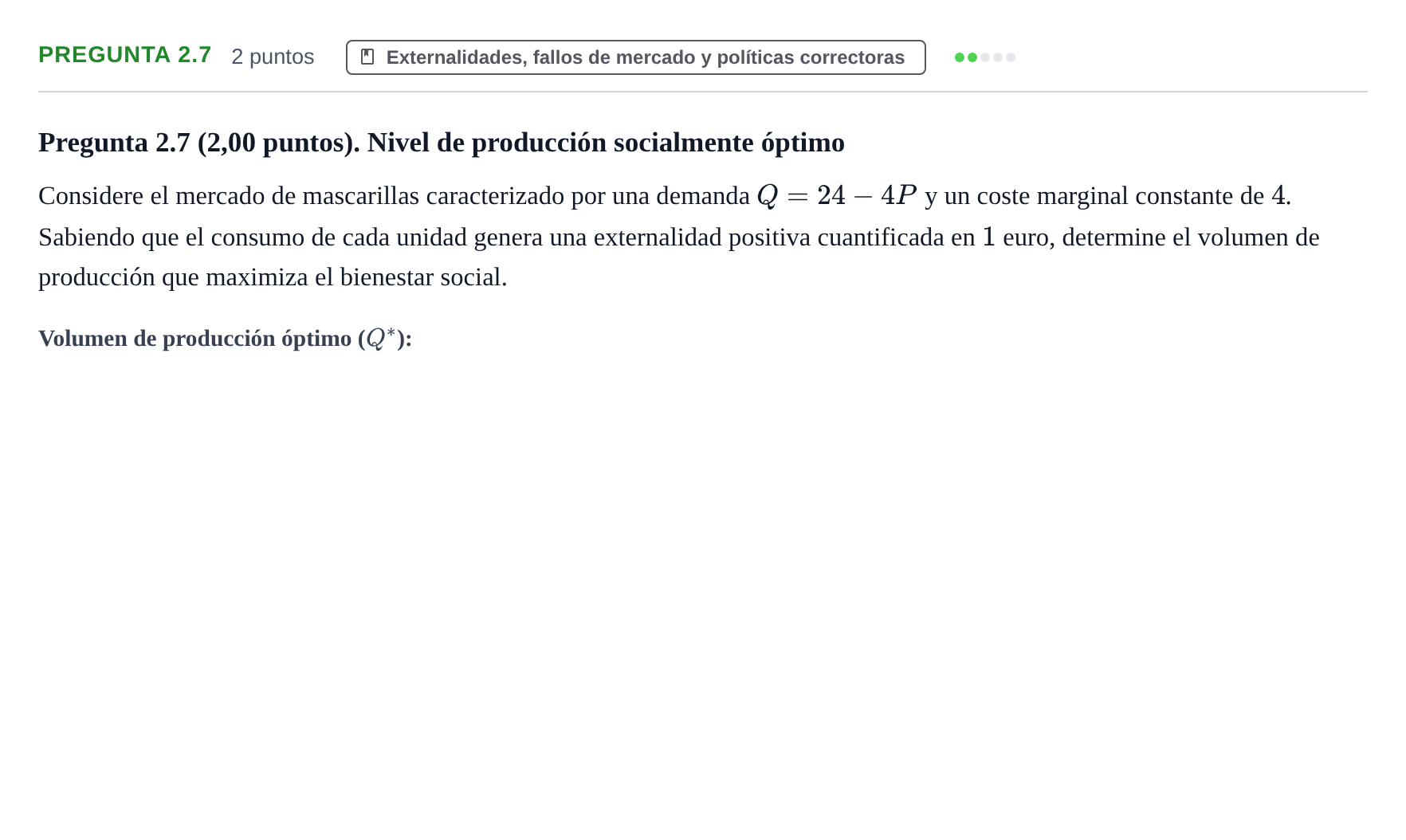Enunciado: Pregunta 2.7 · 6 Introducció a la Microeconomia UPF 2020