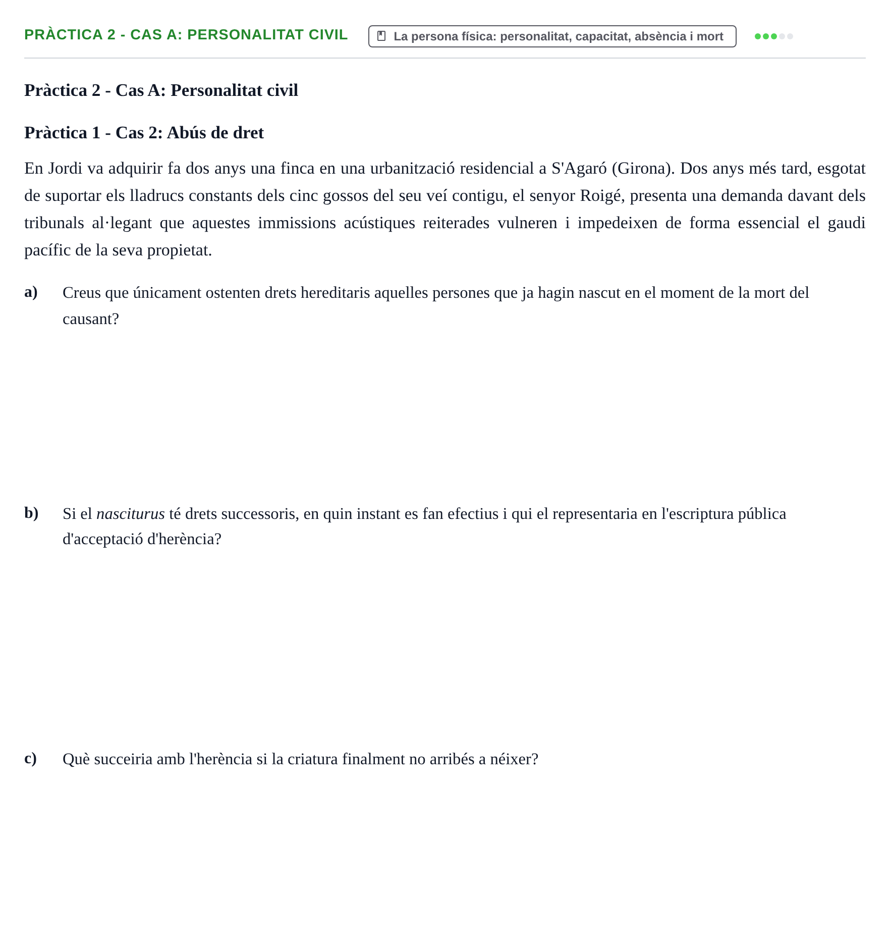 Enunciado: Pràctica 2 - Cas A: Personalitat civil