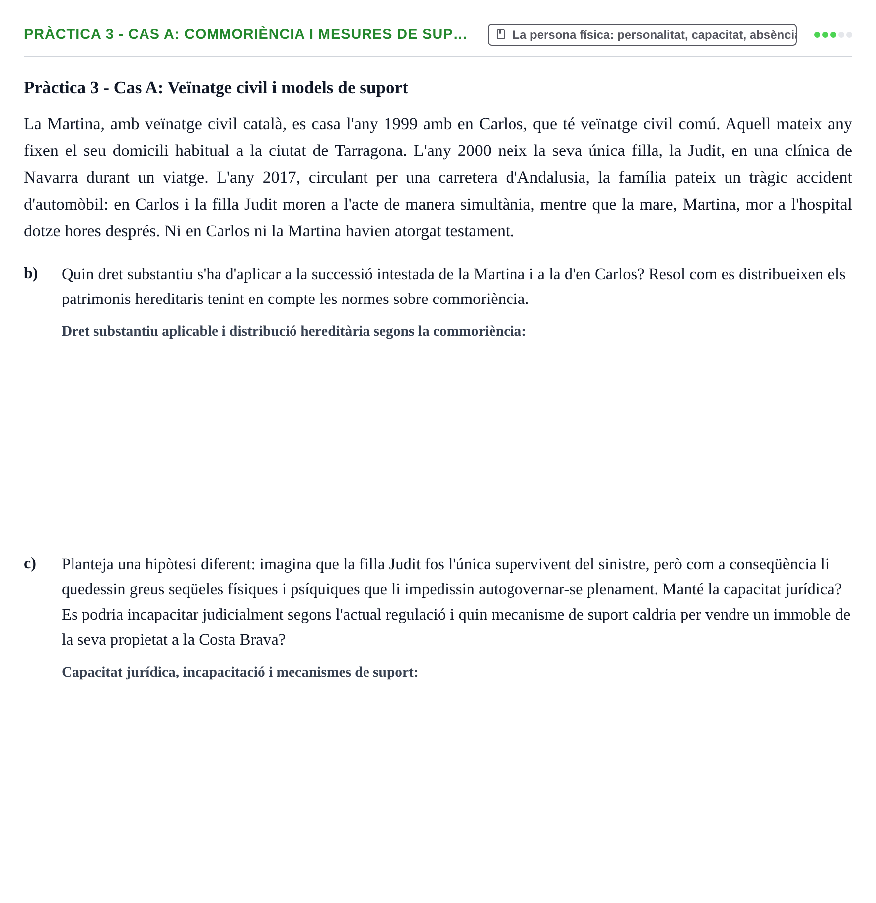 Enunciado: Pràctica 3 - Cas A: Commoriència i mesures de sup…